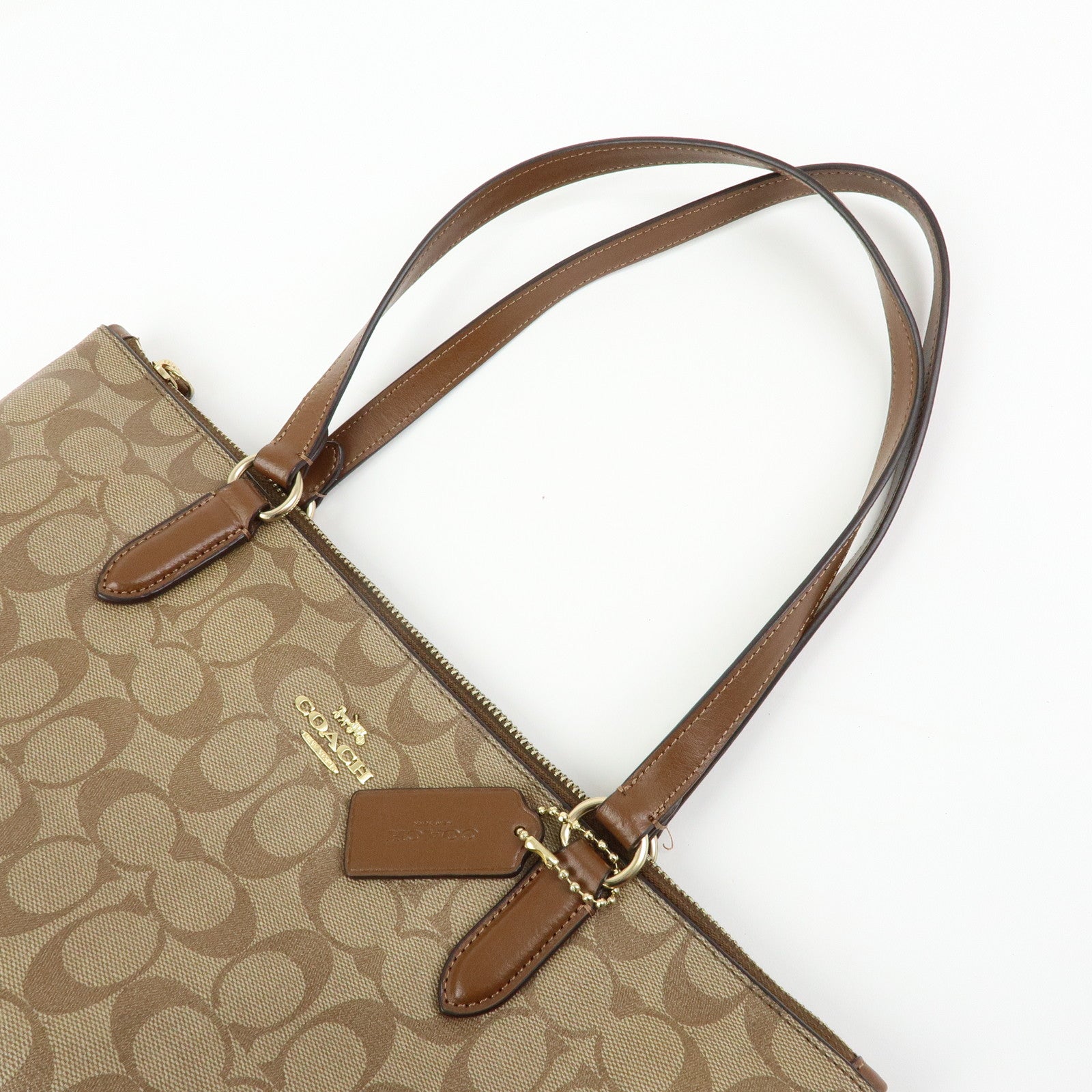 COACH Signature PVC Leather Tote Bag Hand Bag Brown F29208