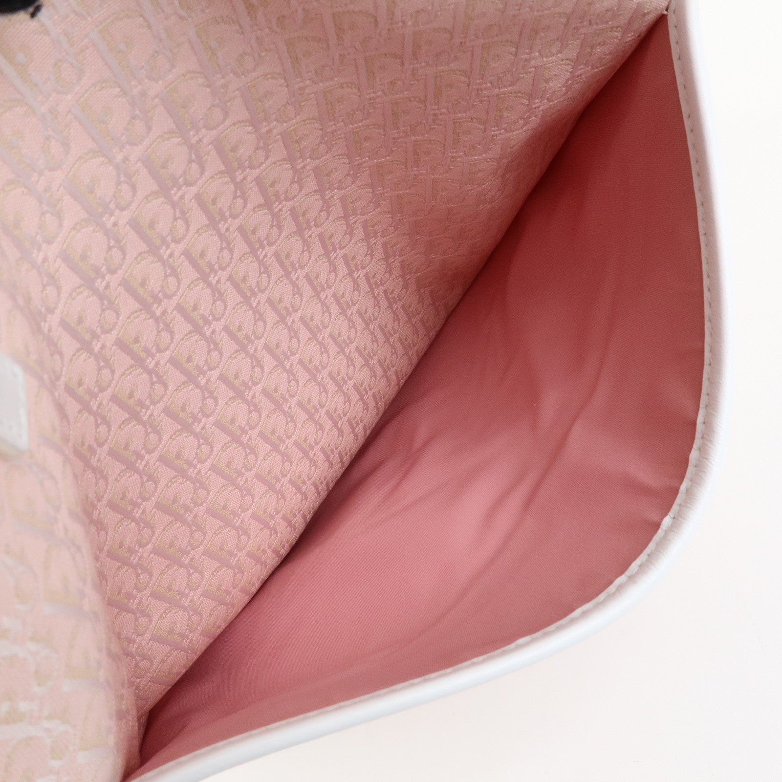 Christian Dior Trotter Jacquard Canvas Leather Tote Bag Pink White