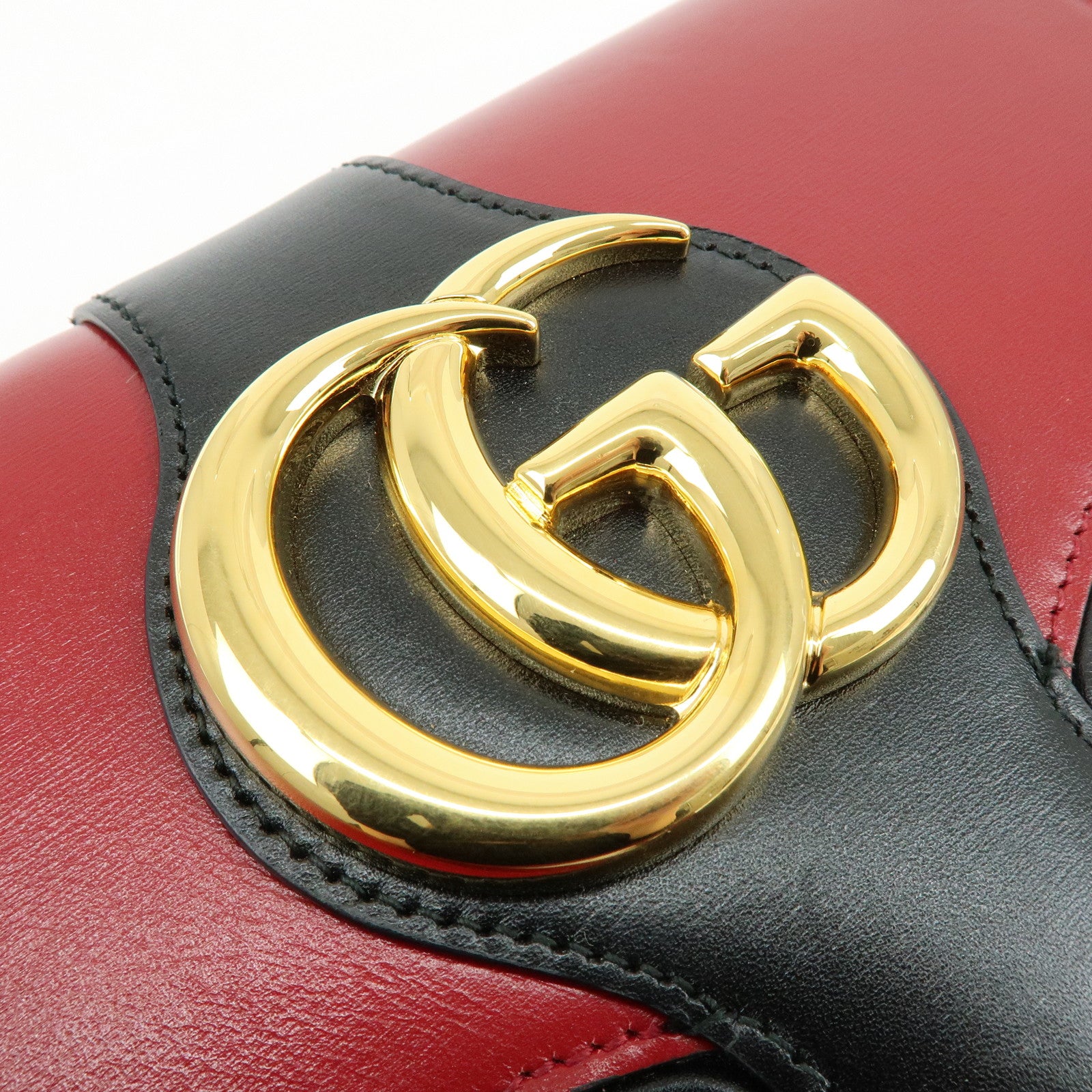 GUCCI Double G Arli Leather Shoulder Bag Crossbody Bag Red 550129