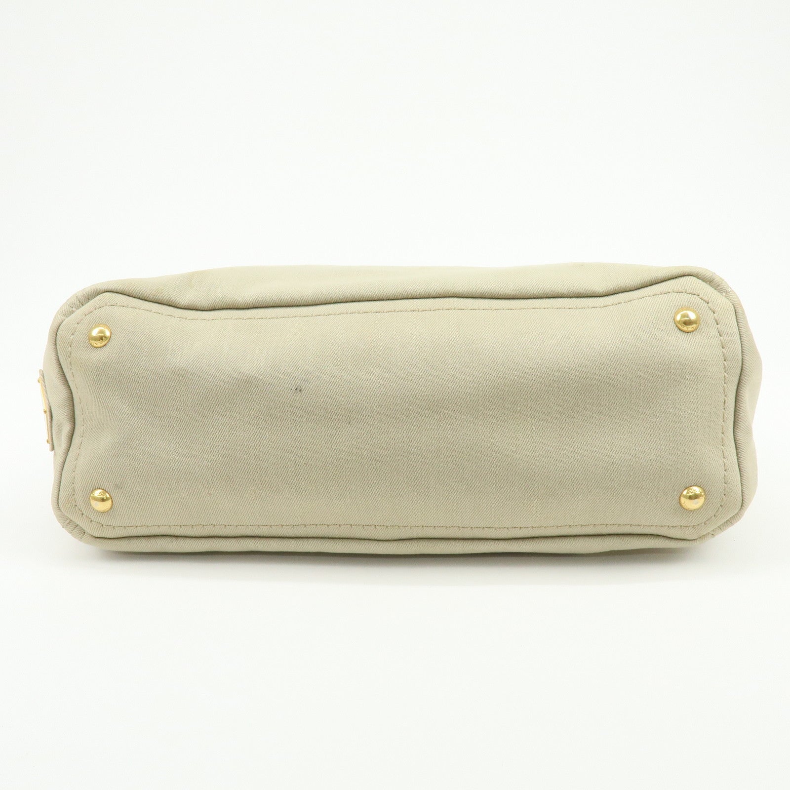 PRADA Triangle Logo Canvas 2Way Bag Tote Shoulder Bag Beige BN2069