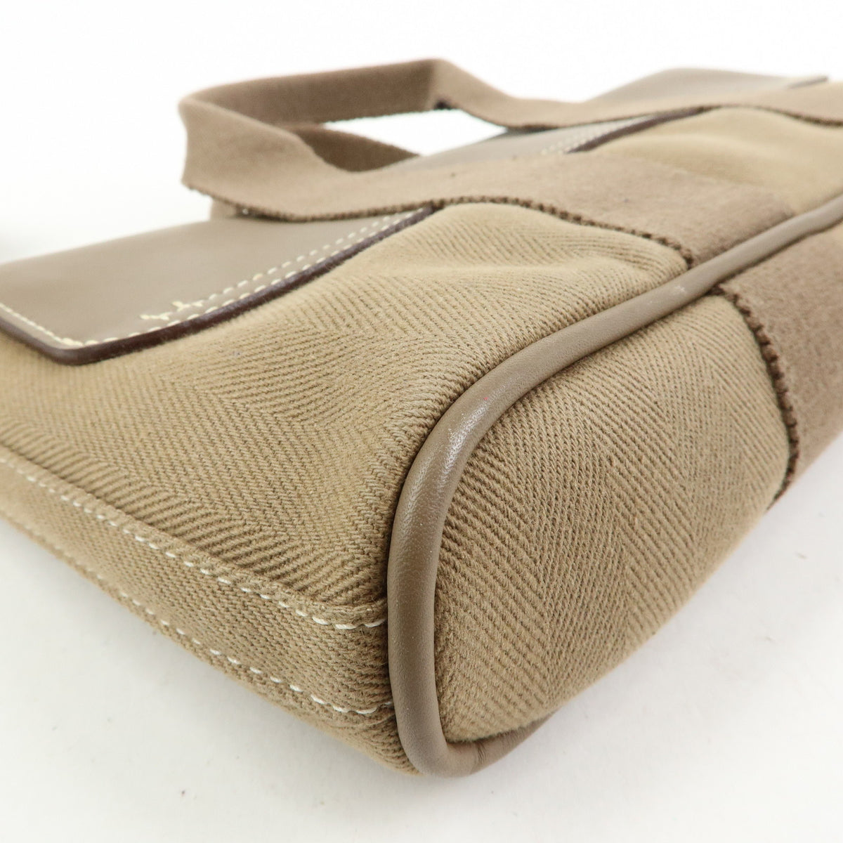 HERMES Valparaiso Long PM Calf Skin Tote Bag Hand Bag Etoupe