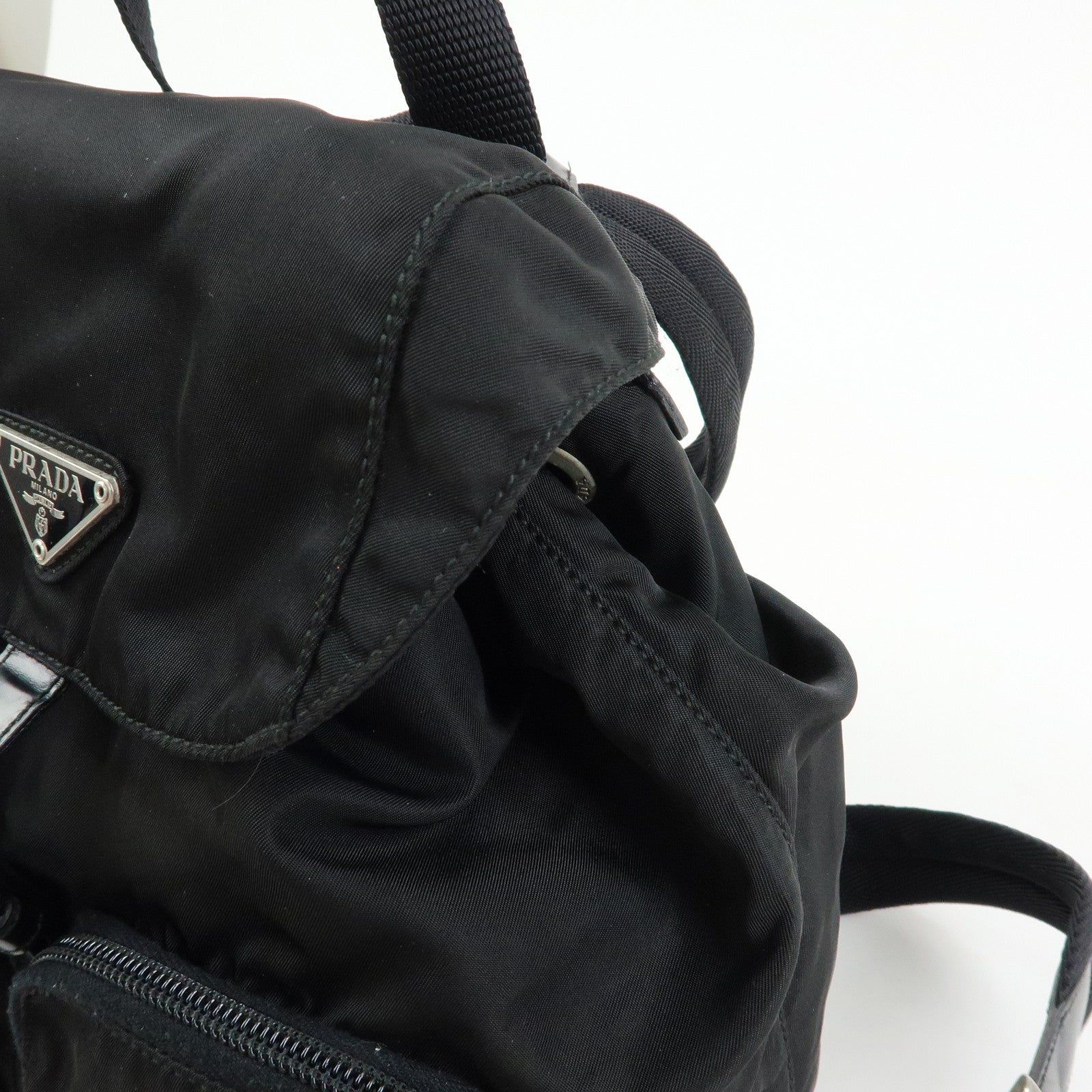 PRADA Triangle Logo Nylon Backpack Rucksack Black 1BZ005