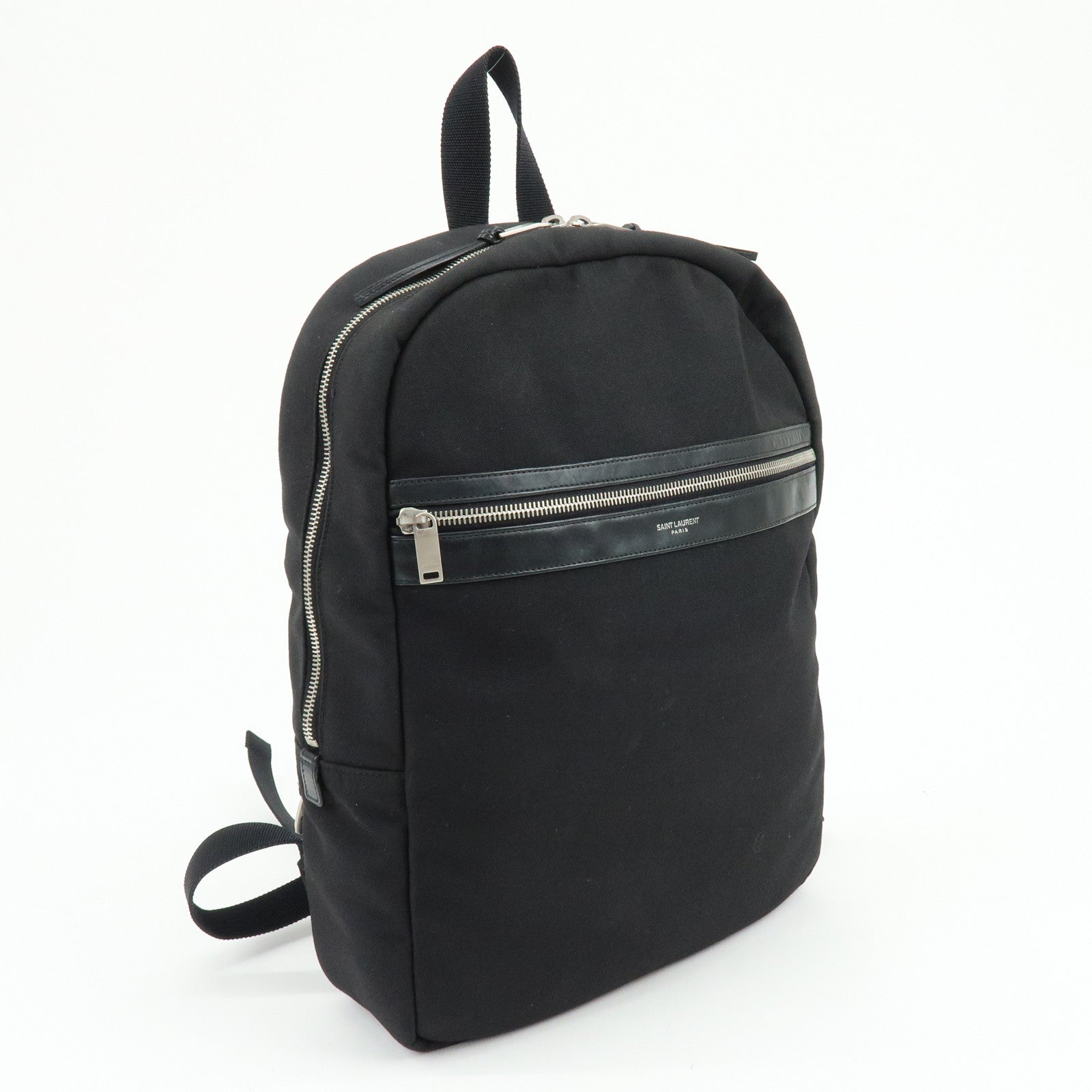 SAINT LAURENT PARIS Canvas Leather Sac City Laptop Backpack 533232