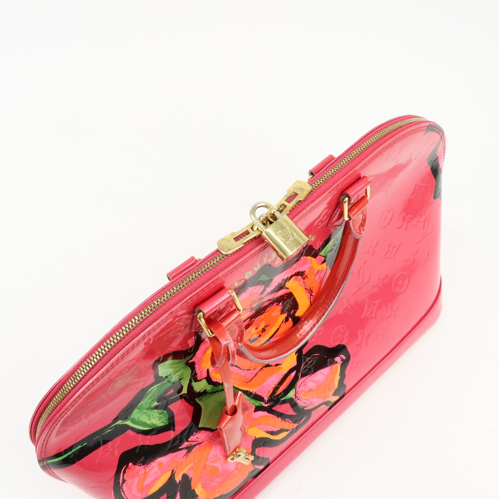 Louis Vuitton Monogram Rose Vernis Alma MM Hand Bag Rose Pop M93686