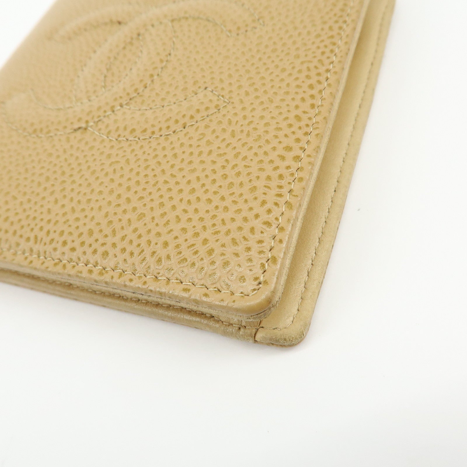 CHANEL COCO Mark Caviarskin Compact Wallet Beige