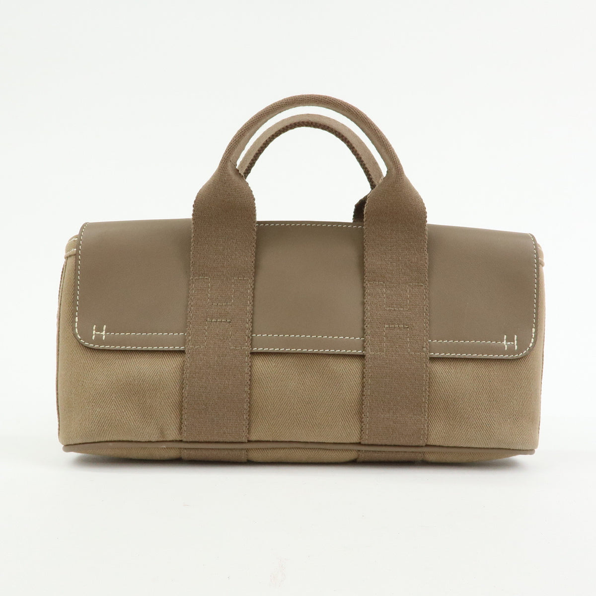 HERMES Valparaiso Long PM Calf Skin Tote Bag Hand Bag Etoupe