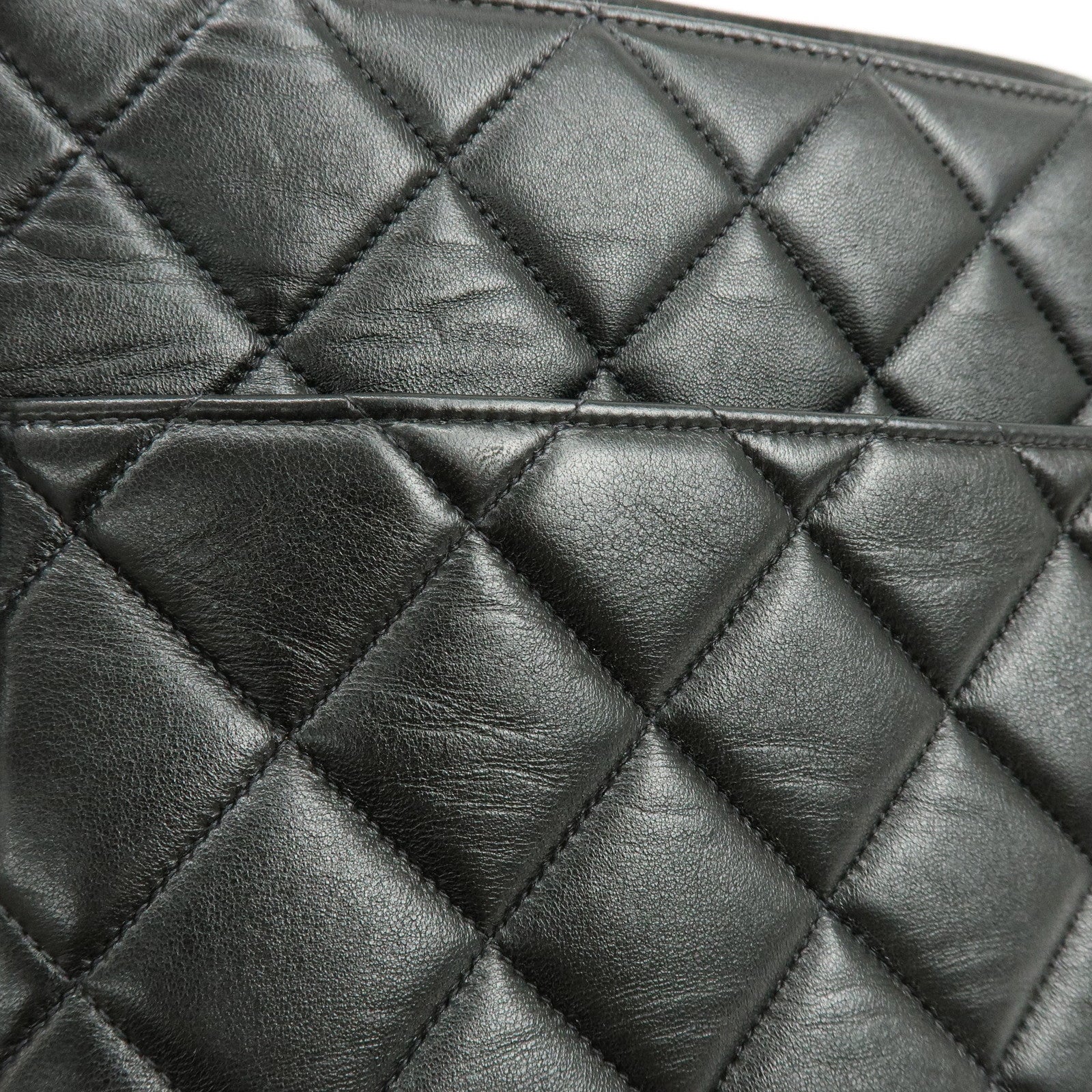 CHANEL Matelasse COCO Mark Calf Skin Medallion Tote Bag Black A01804