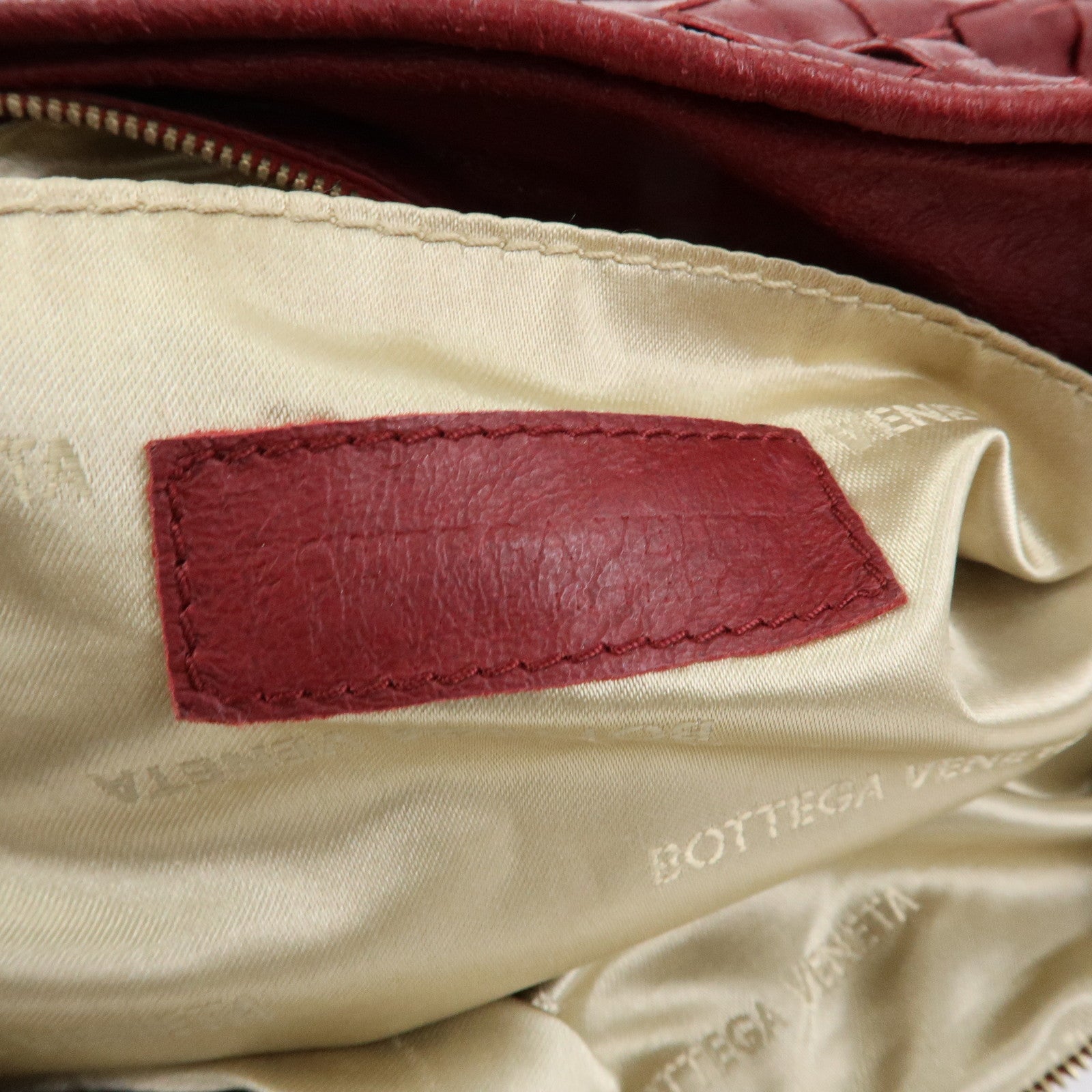 BOTTEGA VENETA Intrecciato Leather Shoulder Bag Crossbody Bag Wine Red