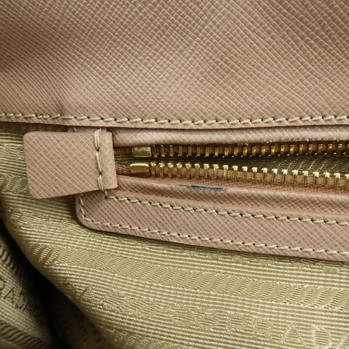 PRADA Triangle Logo Galleria Saffiano Leather 2Way Bag Beige BN1801