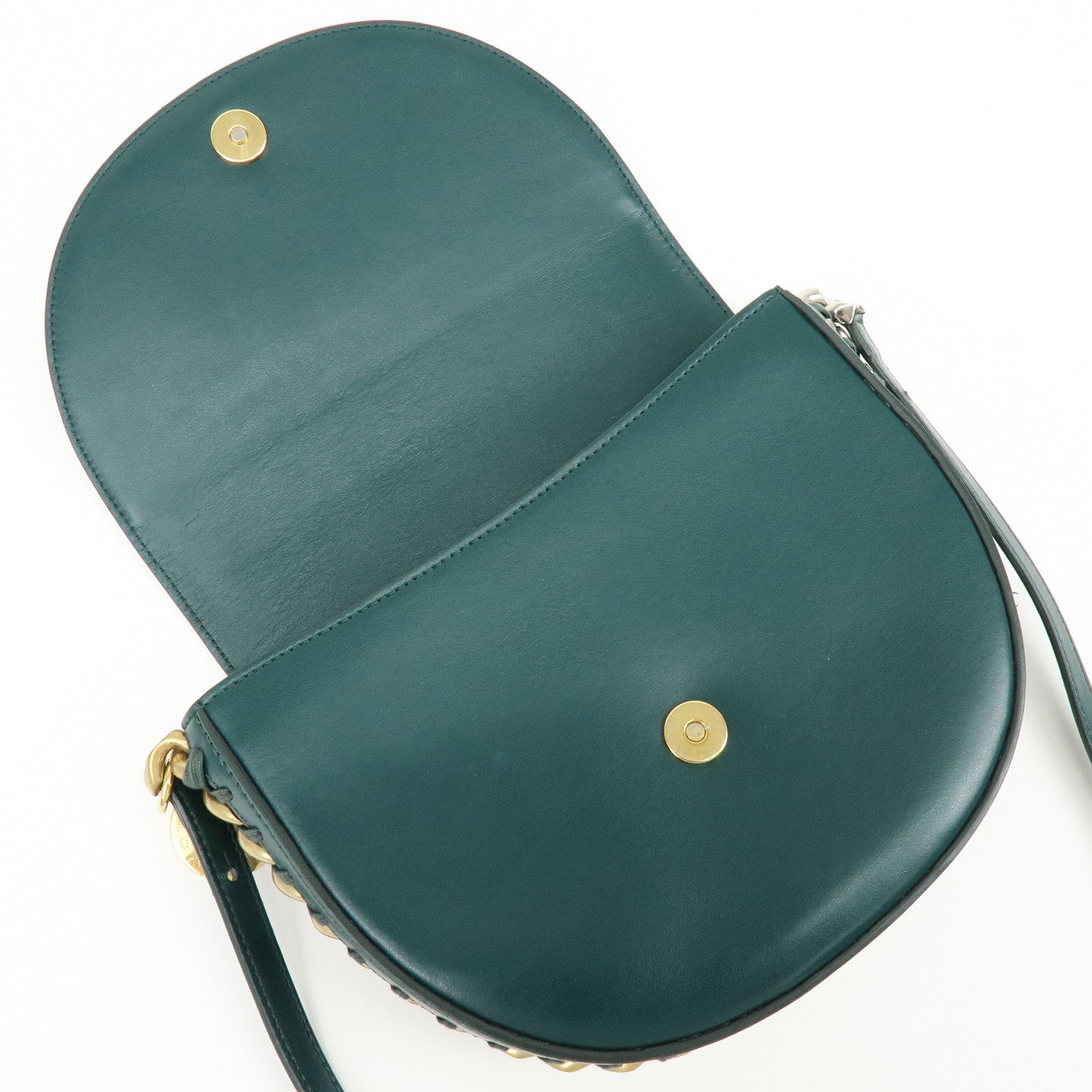STELLA MCCARTNEY Frayme Medium Faux Leather Shoulder Bag Green