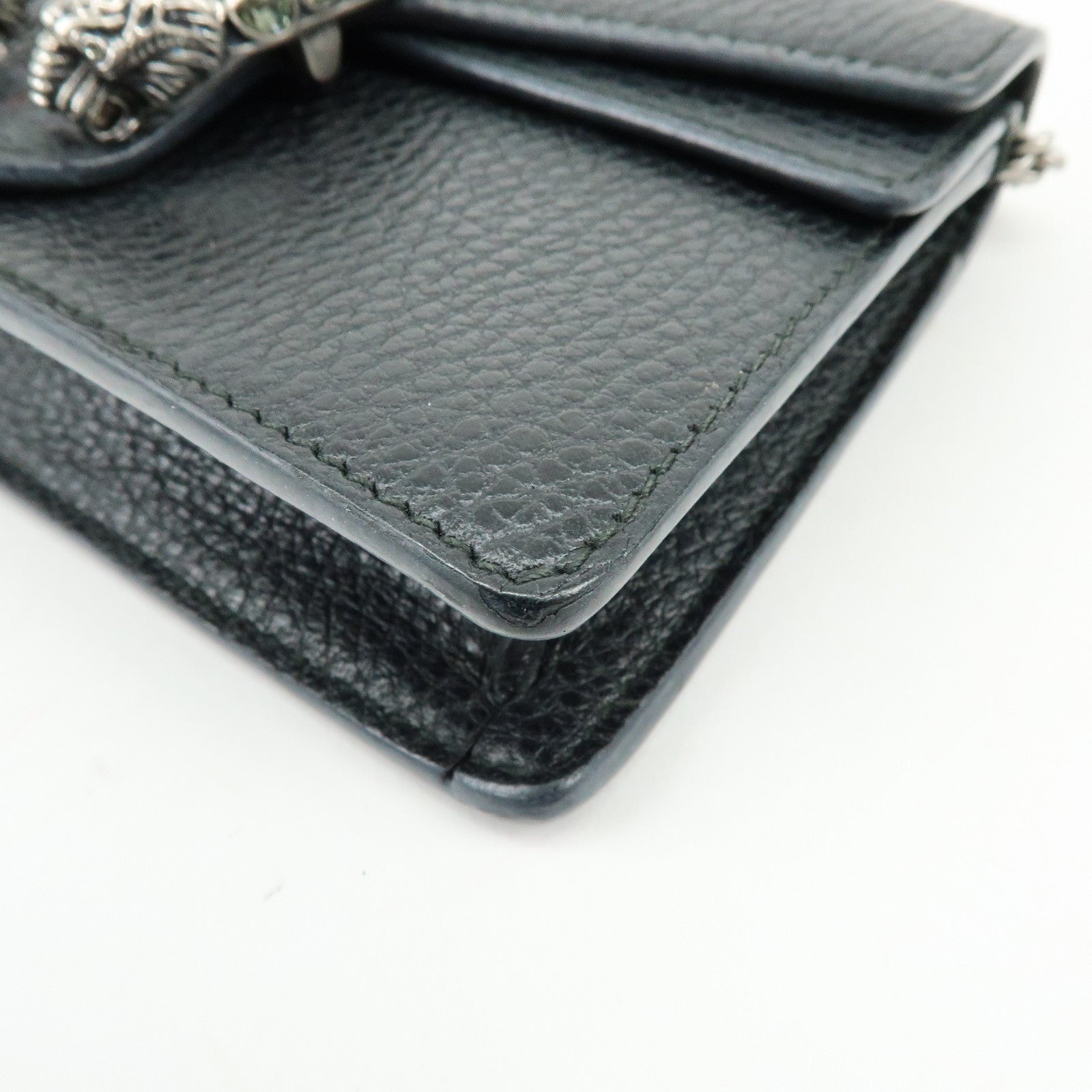 GUCCI Dionysus Super Mini Bag Leather Chain Shoulder Bag Black