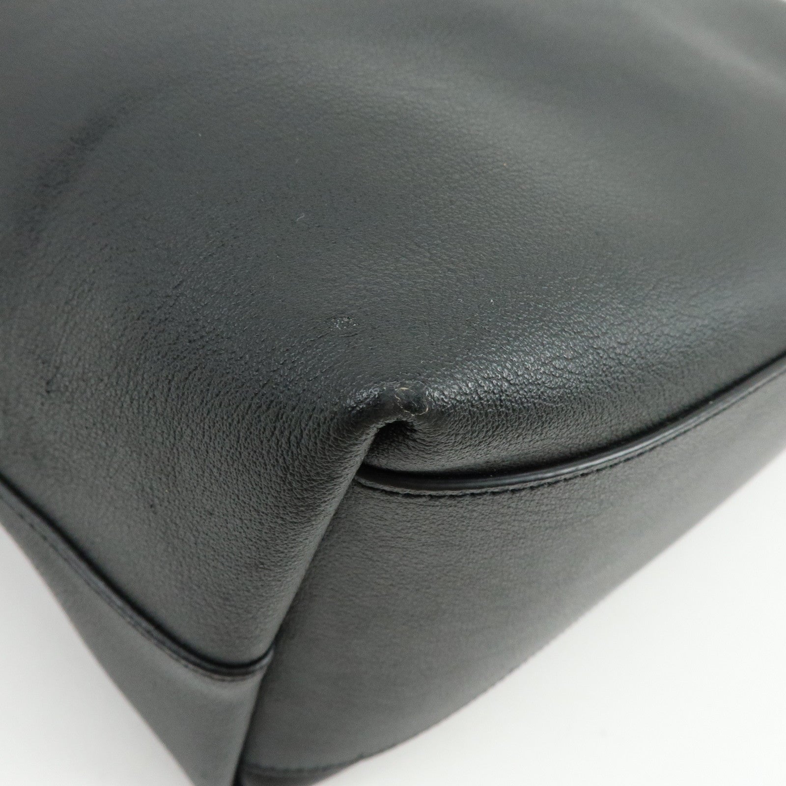 SAINT LAURENT Leather Sac Shopping Tote Bag Shoulder Bag Black 467946