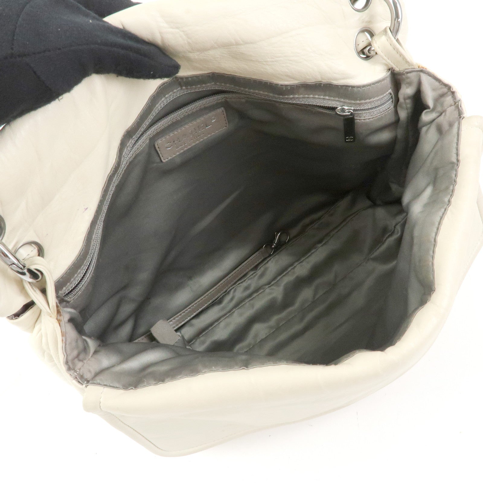 CHANEL Matelasse COCO Mark Calf Leather Double Flap Shoulder Bag