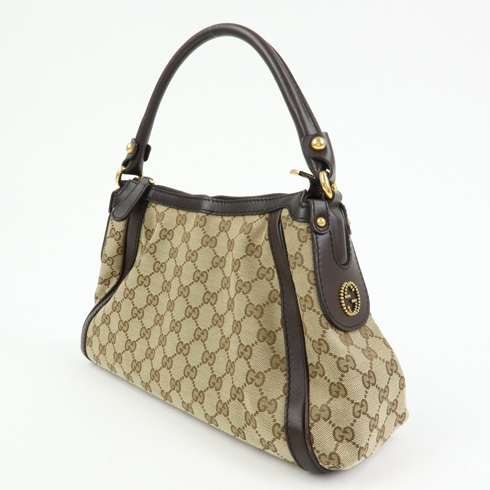 GUCCI Scarlett Interlocking G GG Canvas Leather Shoulder Bag 282298