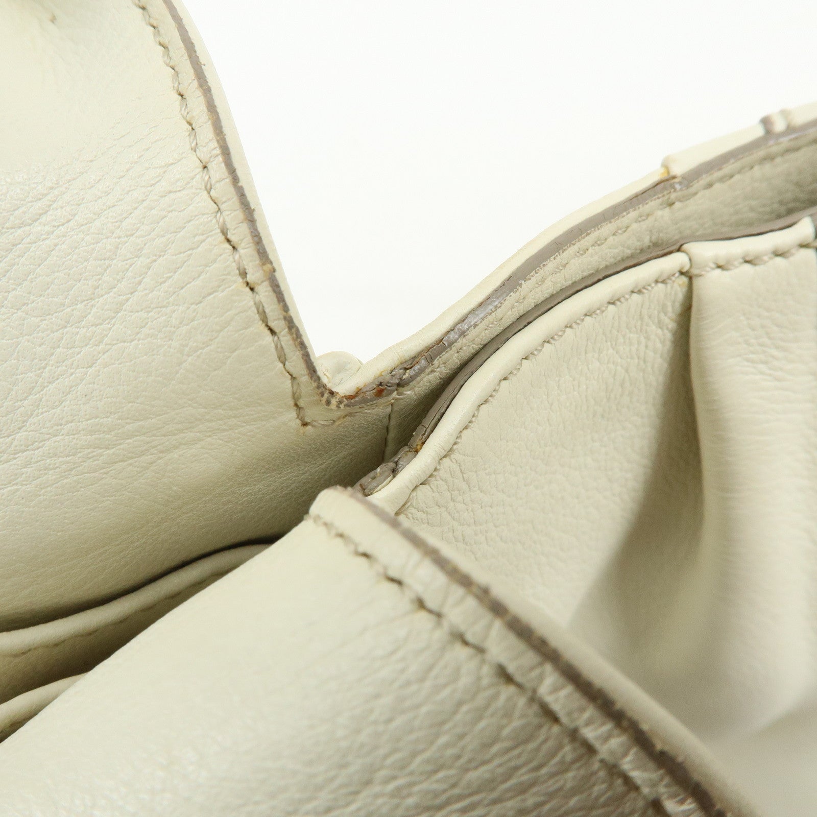 Ferragamo Gancini Leather Shoulder Bag Hand Bag Ivory