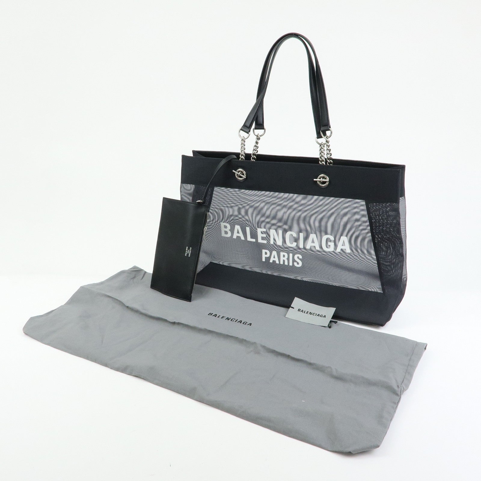 BALENCIAGA Duty Free Mesh Leather Tote Bag  Shoulder Bag Black 535269