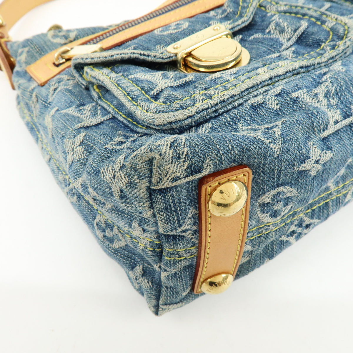 Louis Vuitton Monogram Denim Baggy PM 2Way Bag Shoulder Bag Blue M95049