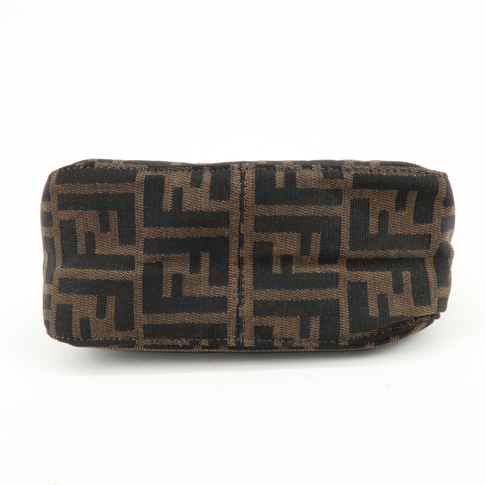 FENDI Zucca Canvas Leather Mini Pochette Pouch Hand Bag Brown 8N0001