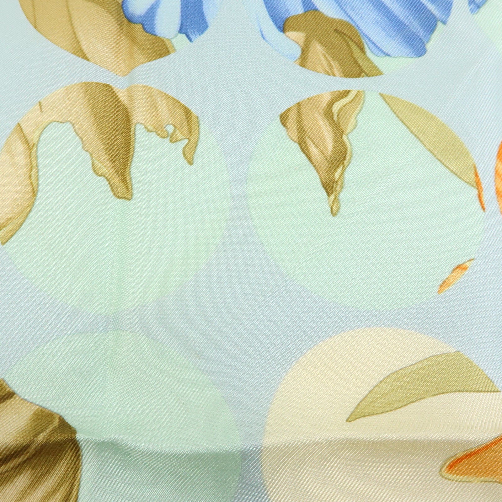 Ferragamo Silk 100% Scarf Leopard Bird Floral Print Light Blue Brown