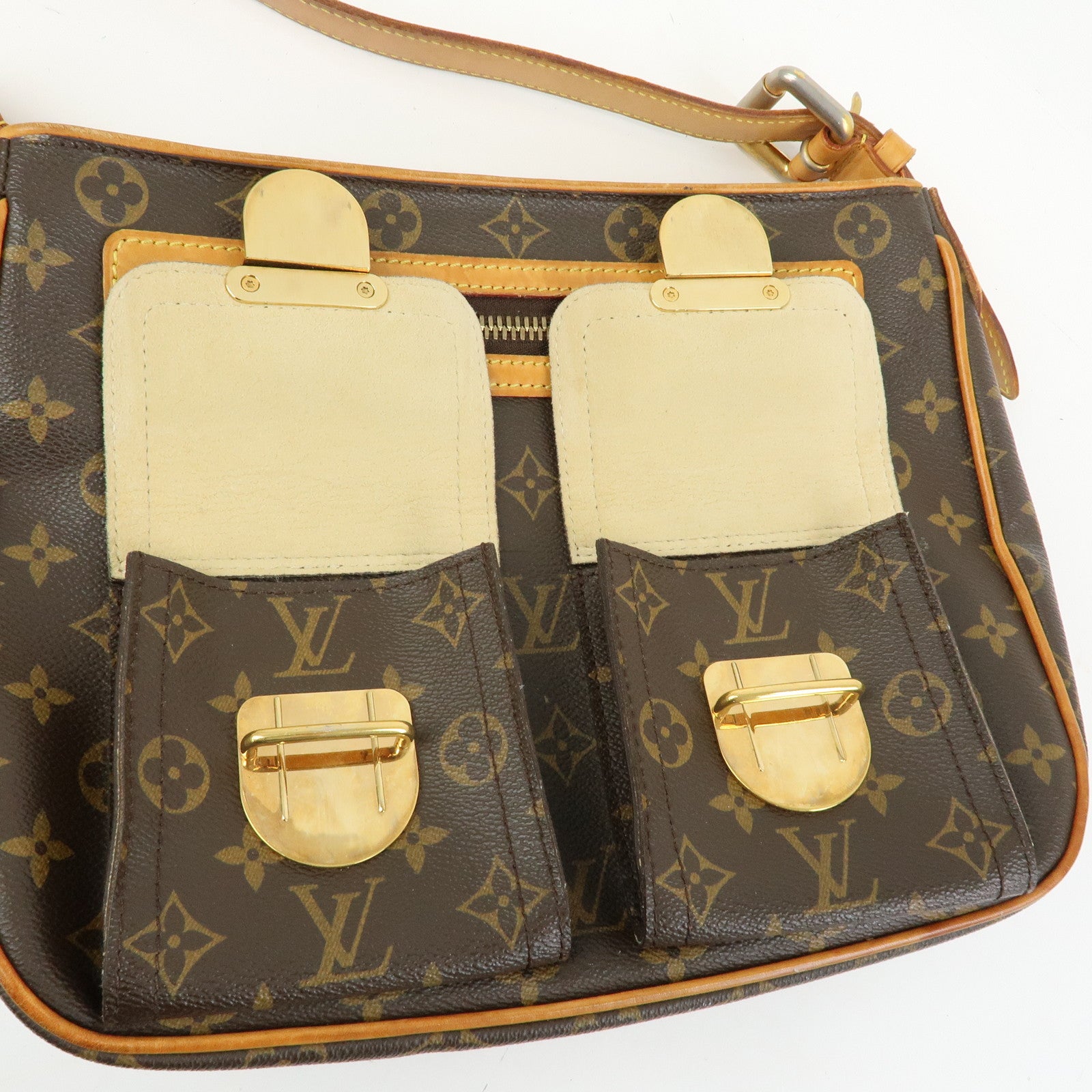 Louis Vuitton Monogram Hudson GM Canvas Shoulder Bag Brown M40045