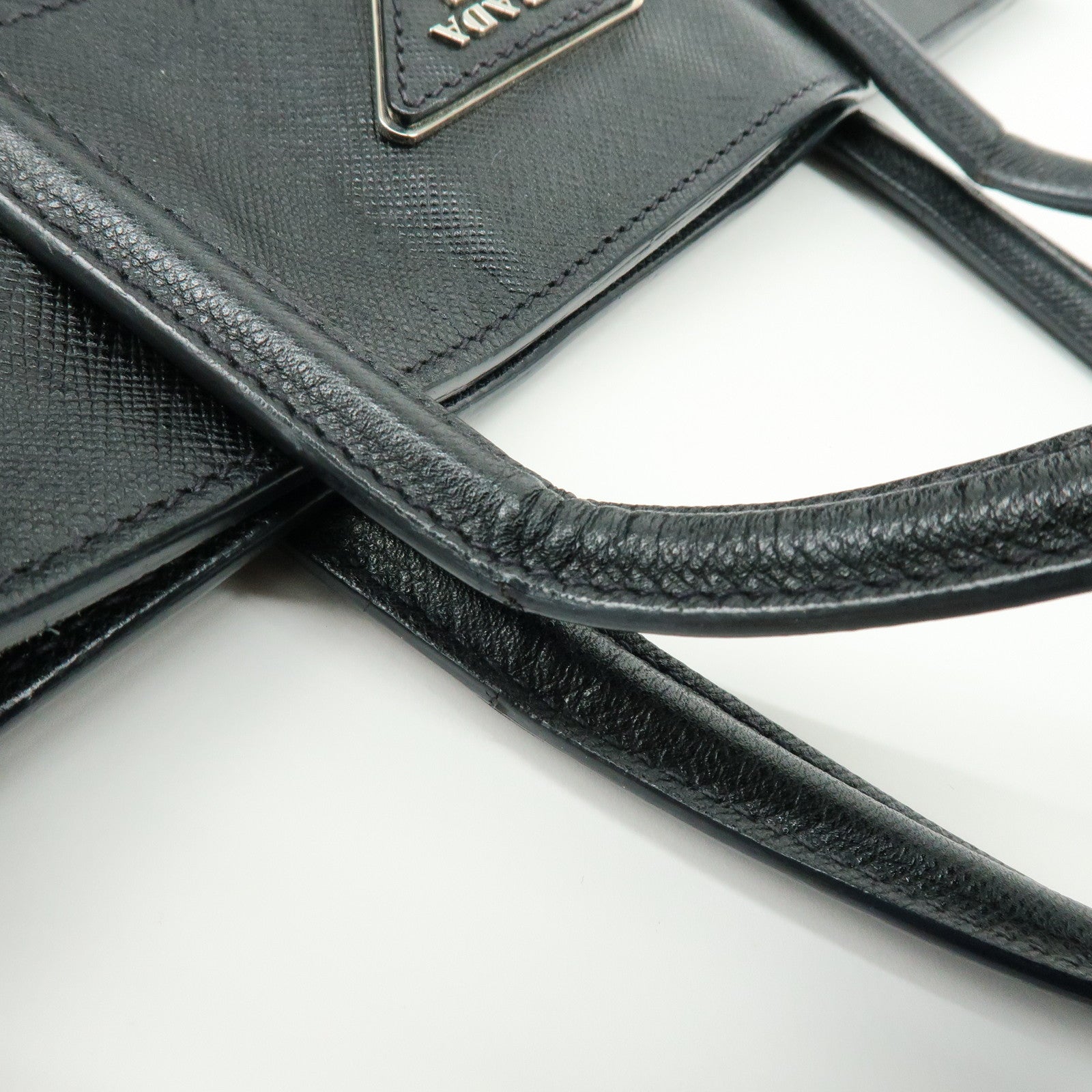 PRADA Triangle Logo Saffiano Leather 2Way Bag Shoulder Bag Black BN2666