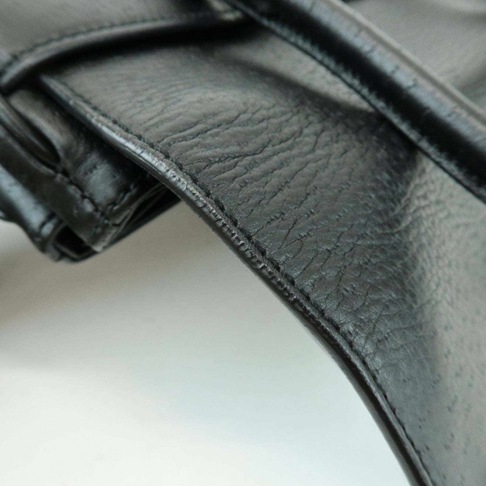 Ferragamo Gancini Leather Hand Bag Shoulder Bag Black