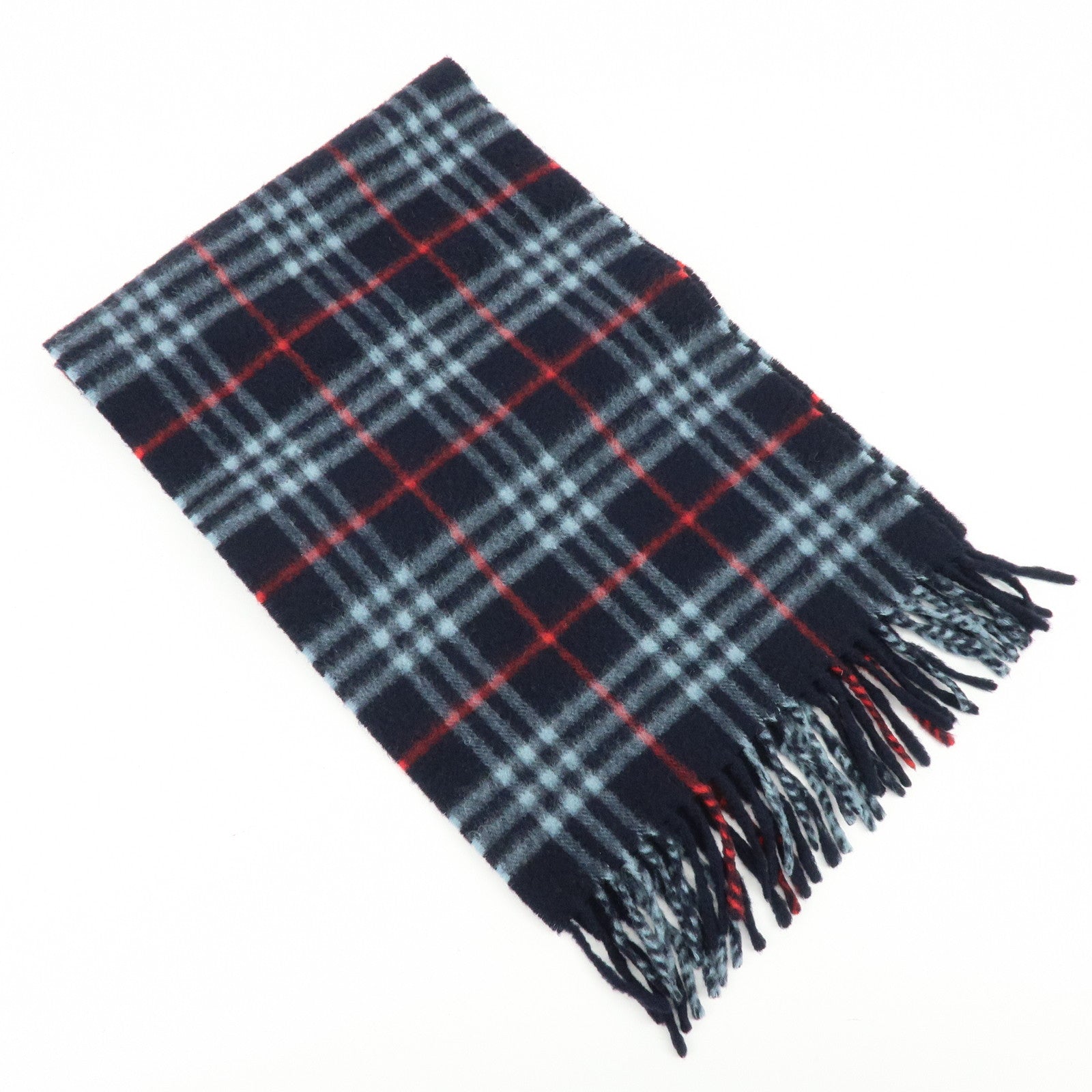 BURBERRY Nova Plaid Lot of 2 Cashmere100% Scarf Stole Red Navy