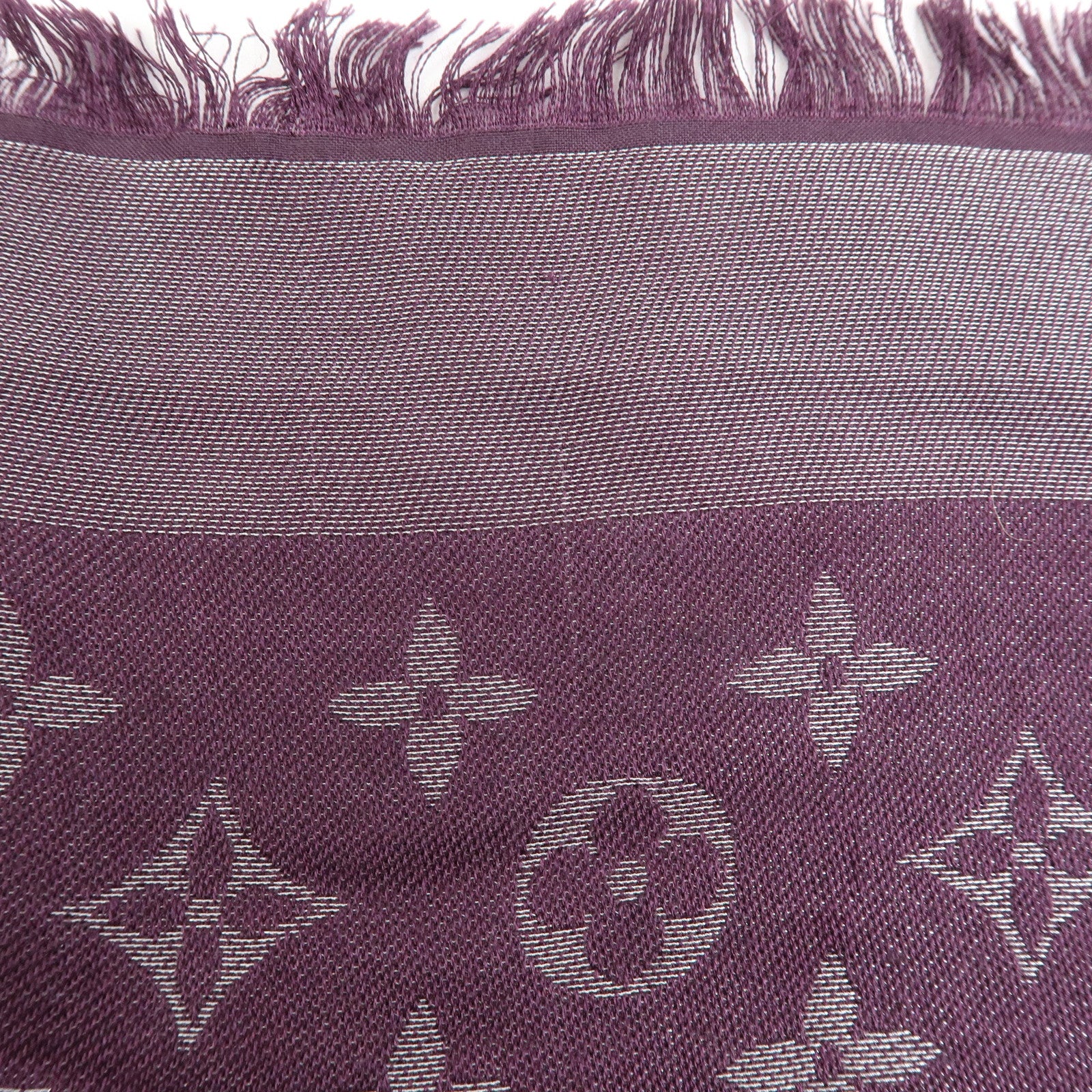 Louis Vuitton Shawl Monogram Silk Rayon Wool Scarf Amarante M75124