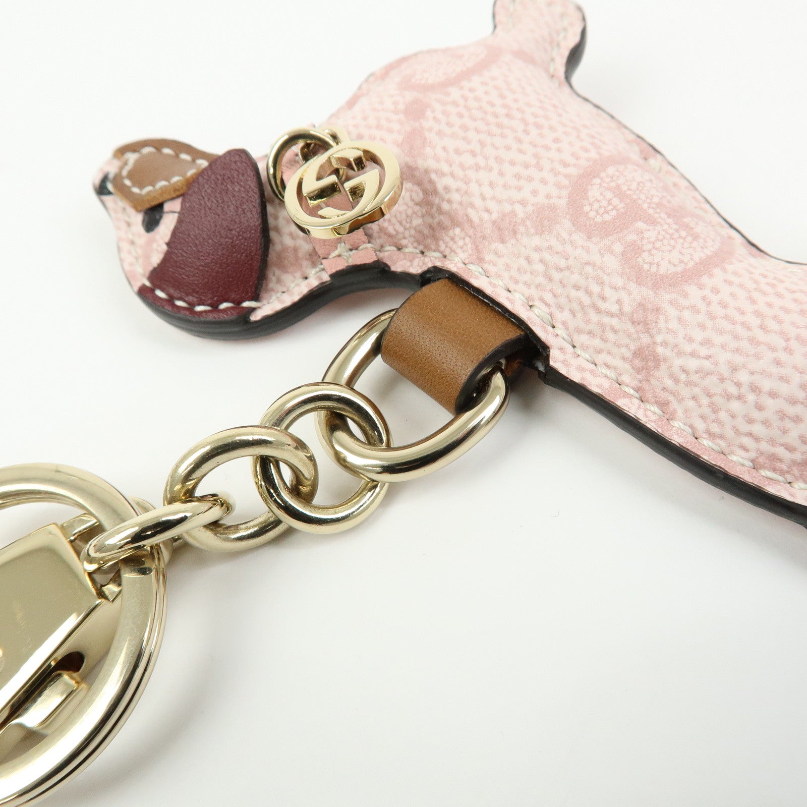 GUCCI Interlocking G Dog GG Supreme Leather Bag Charm Key Chain