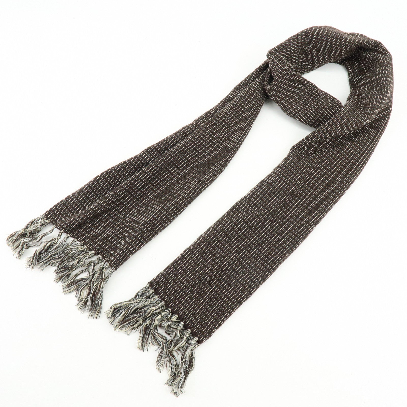 Louis Vuitton Taiga Takahashi Wool Silk Scarf Stole Dark Brown