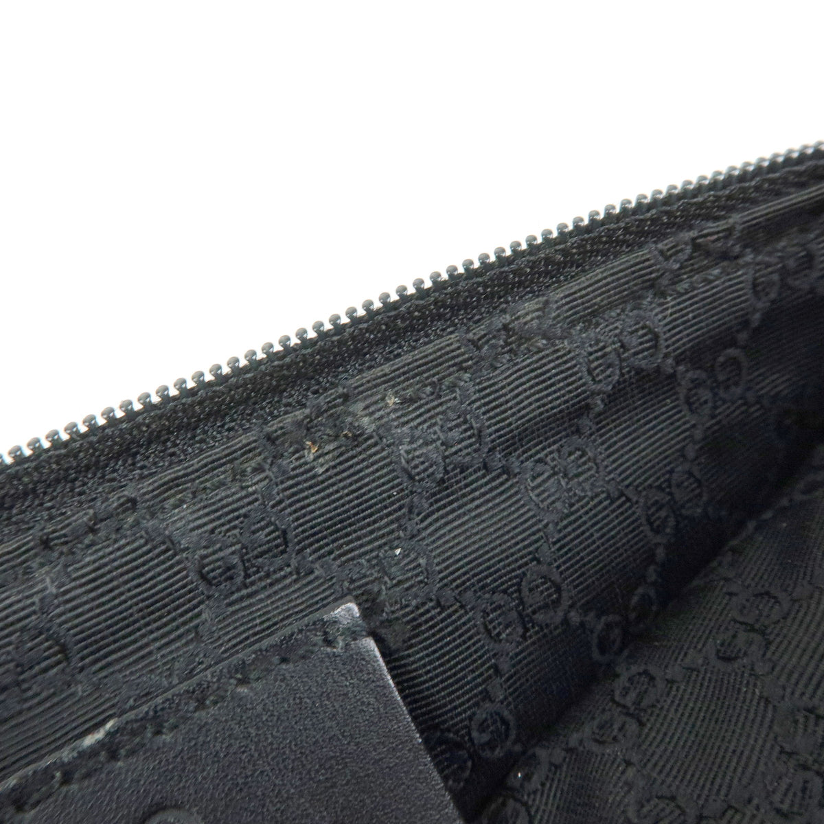 GUCCI Sherry Accessory Pouch Denim Canvas Leather Hand Bag Black 92820