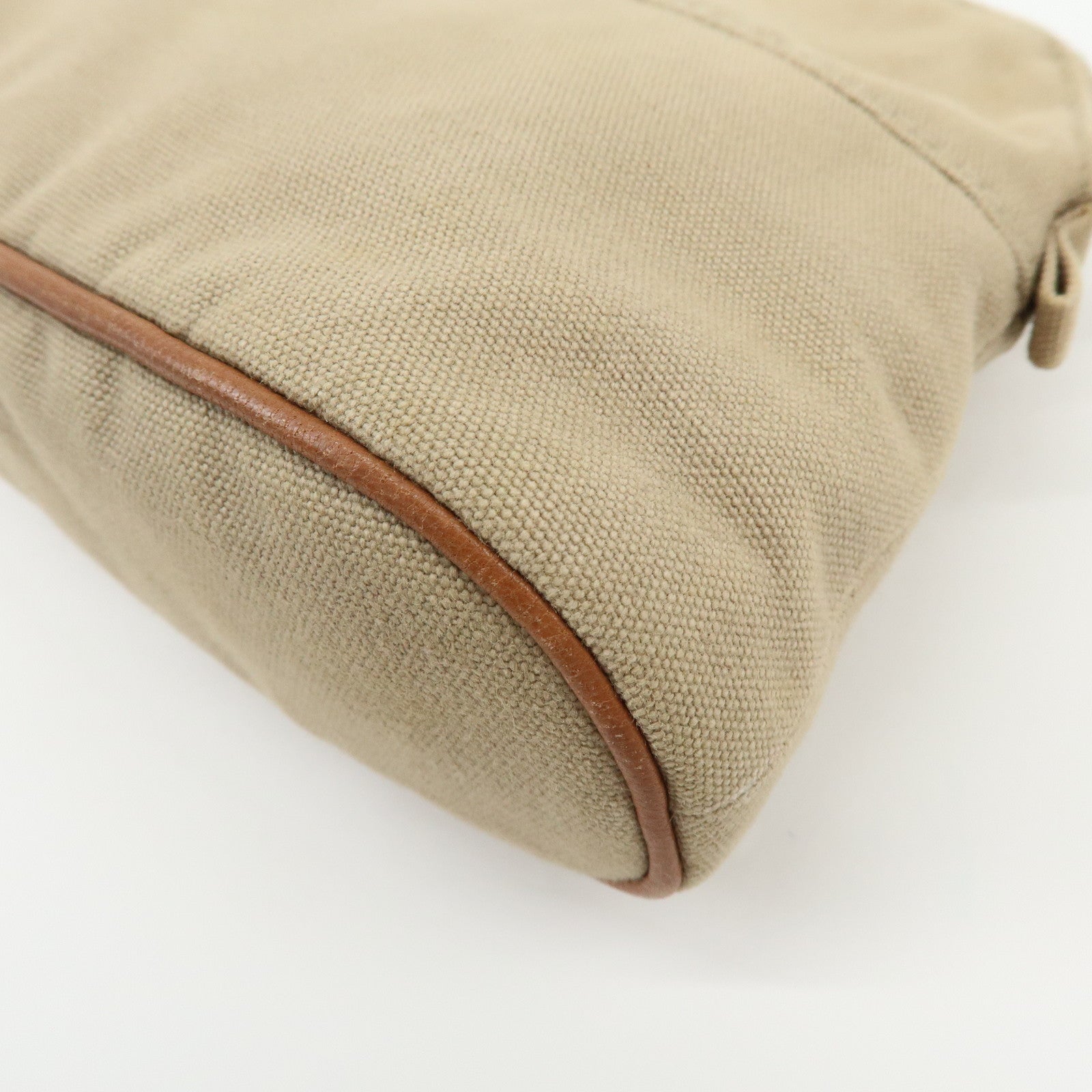 HERMES Bolide Mini Cotton Leather Canvas Pouch Cosmetic Pouch Beige