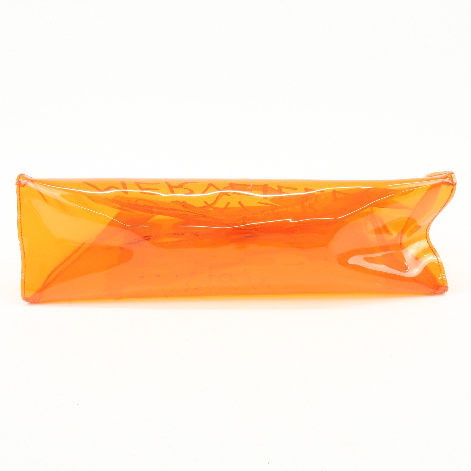 HERMES Kelly Vinyl Hand Bag Clear Orange