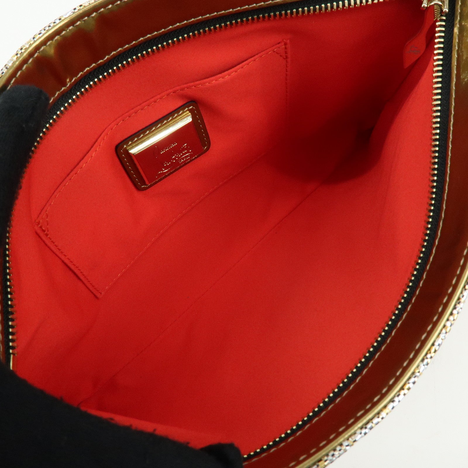 Christian Louboutin Glitter Patent Leather 2Way Bag Shoulder Bag Gold