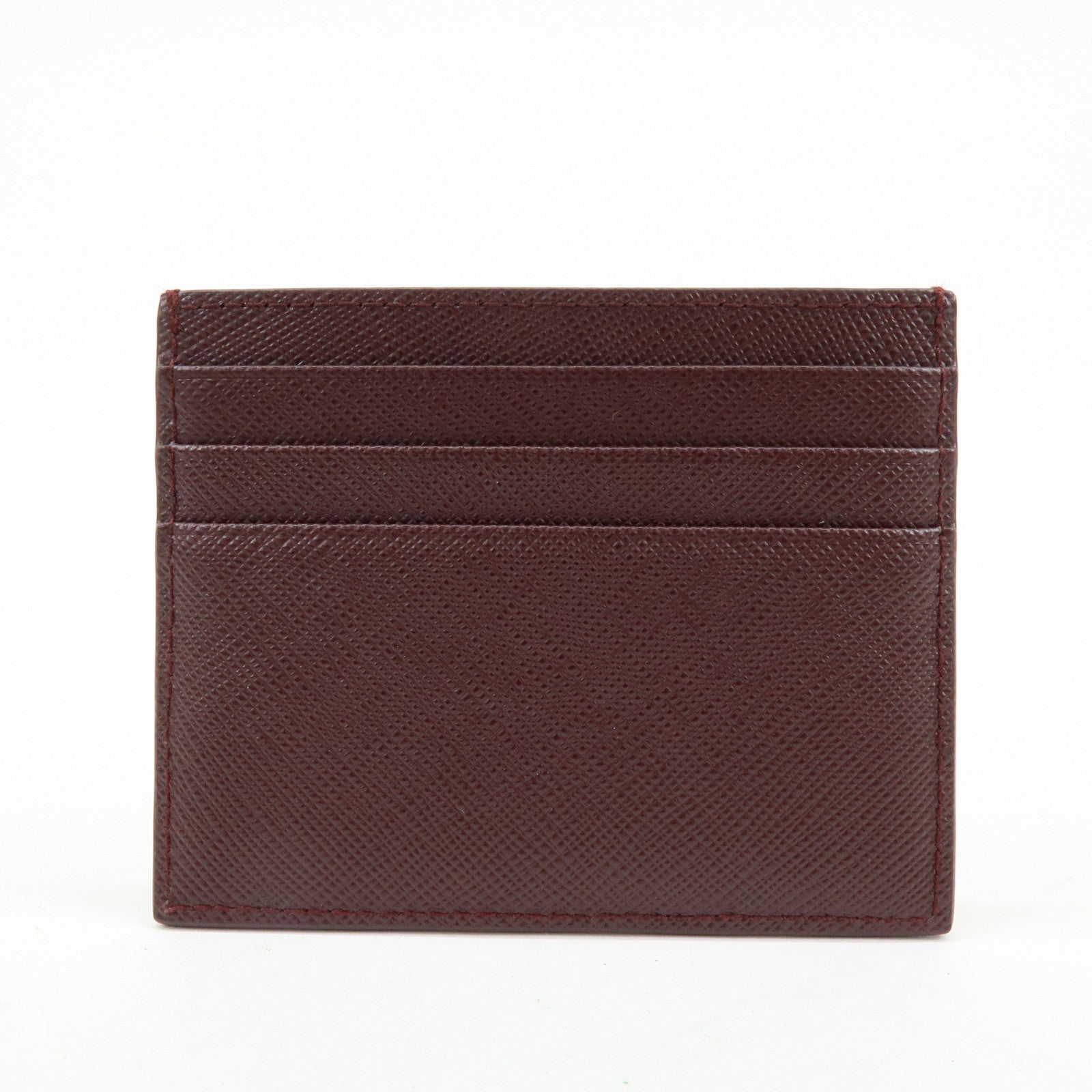 PRADA Triangle Logo Saffiano Leather Card Case Burgundy 1MC025