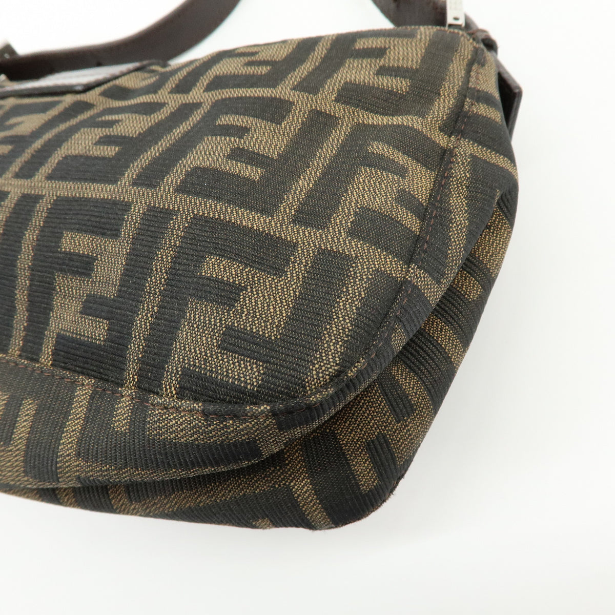 FENDI Zucca Canvas Leather Shoulder Bag Hand Bag Brown Black 26722