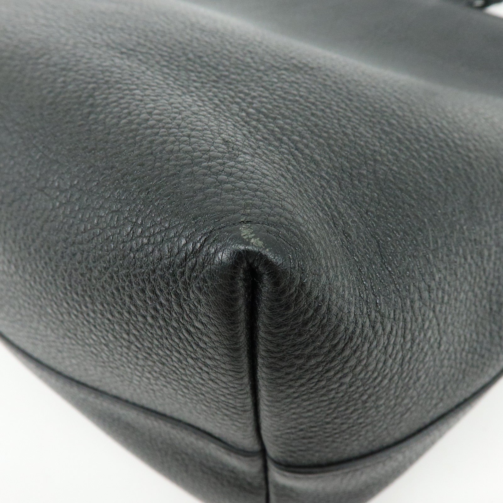 PRADA Logo Calf Leather Tote Bag Shoulder Bag Black