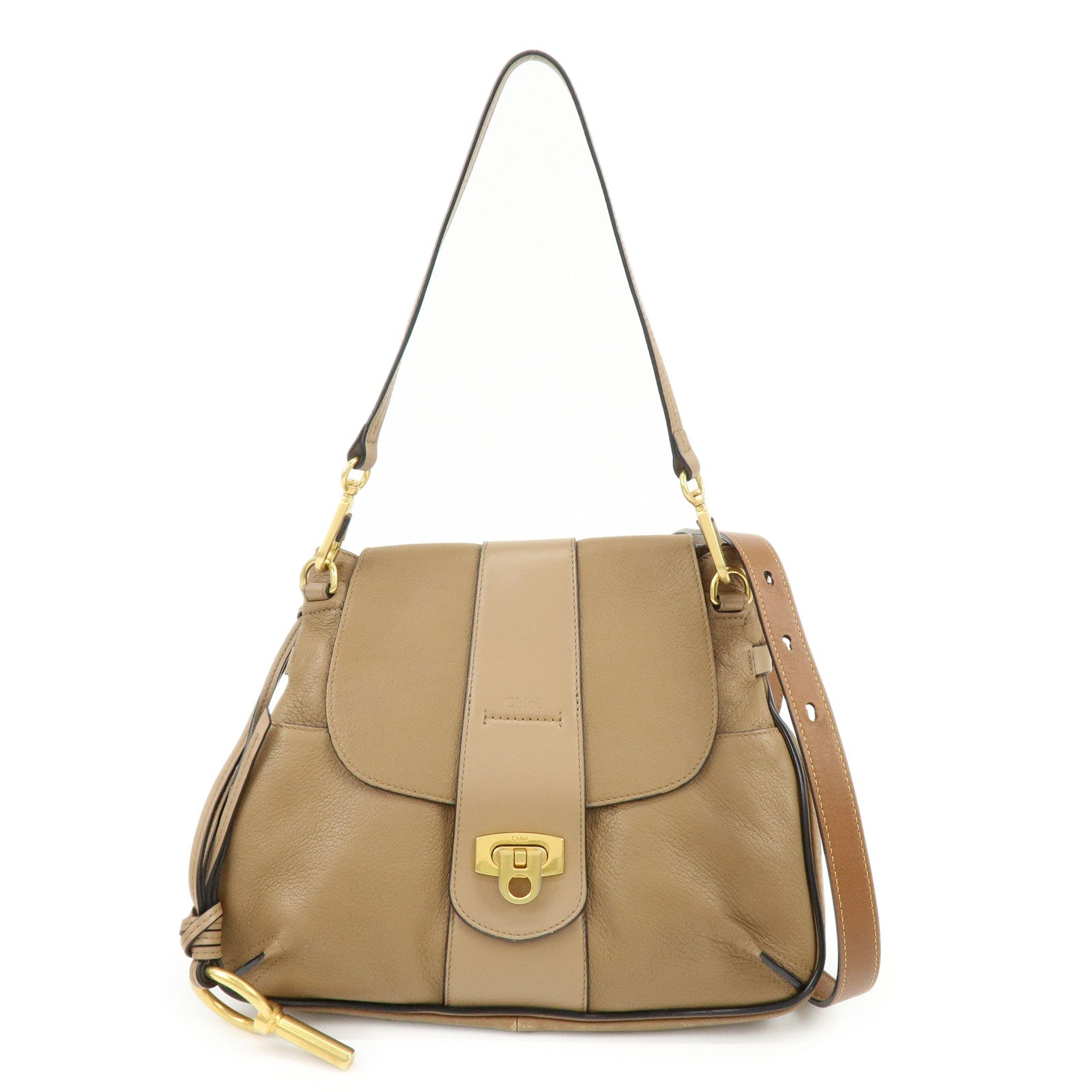 Chloe Lexa Leather 2Way Bag Shoulder Bag Hand Bag Brown