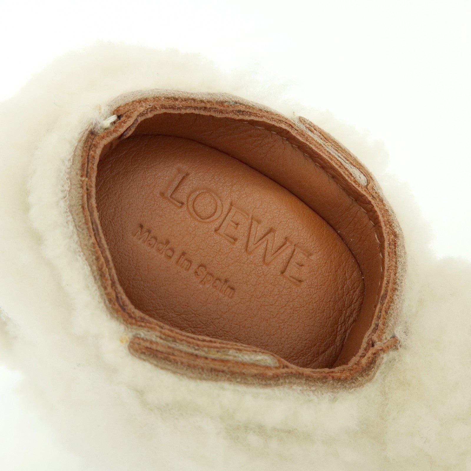 LOEWE Wool Leather Coin Case Bag Charm Rabbit White