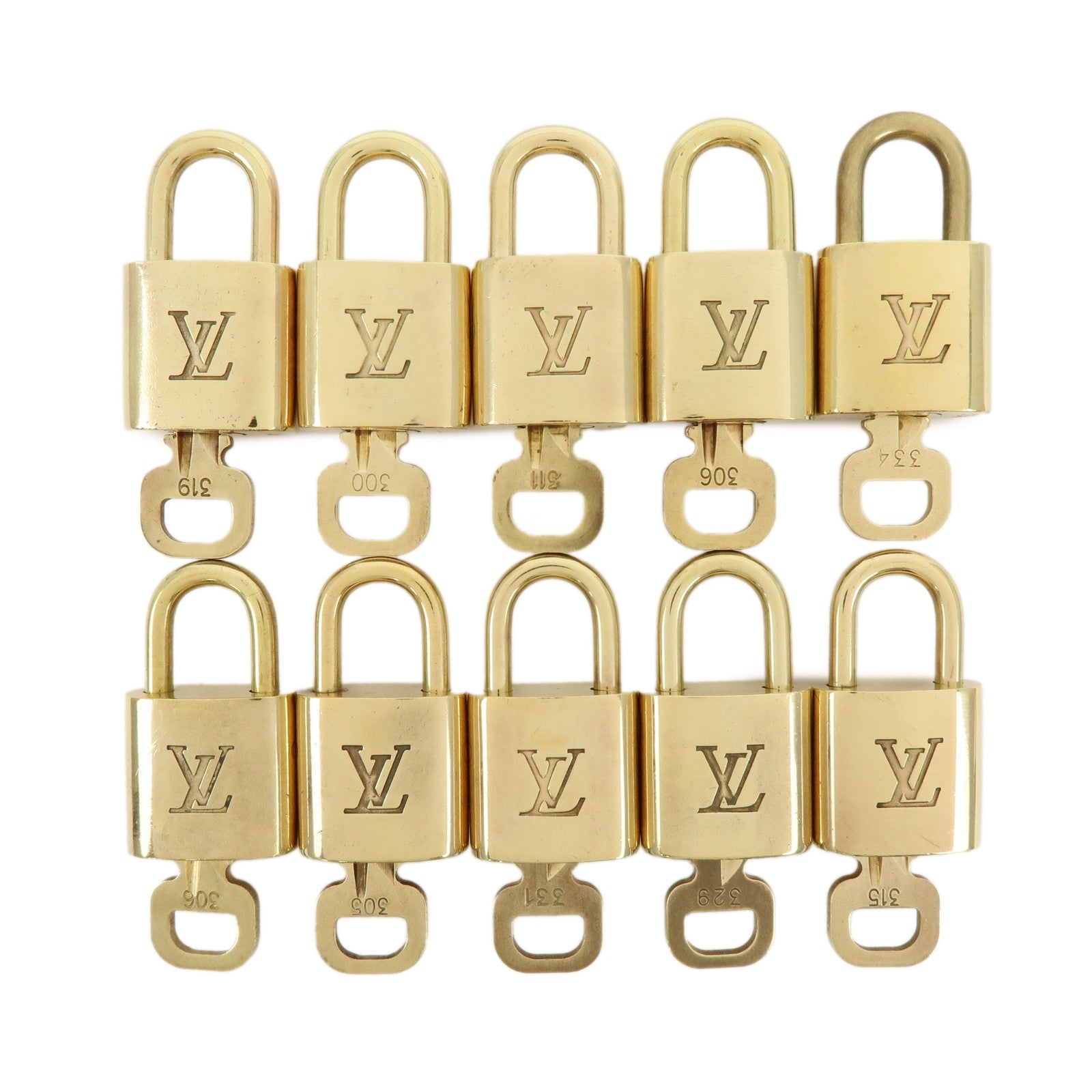 Louis Vuitton Set of 10 Metal Lock & Key Cadena Key Lock Gold