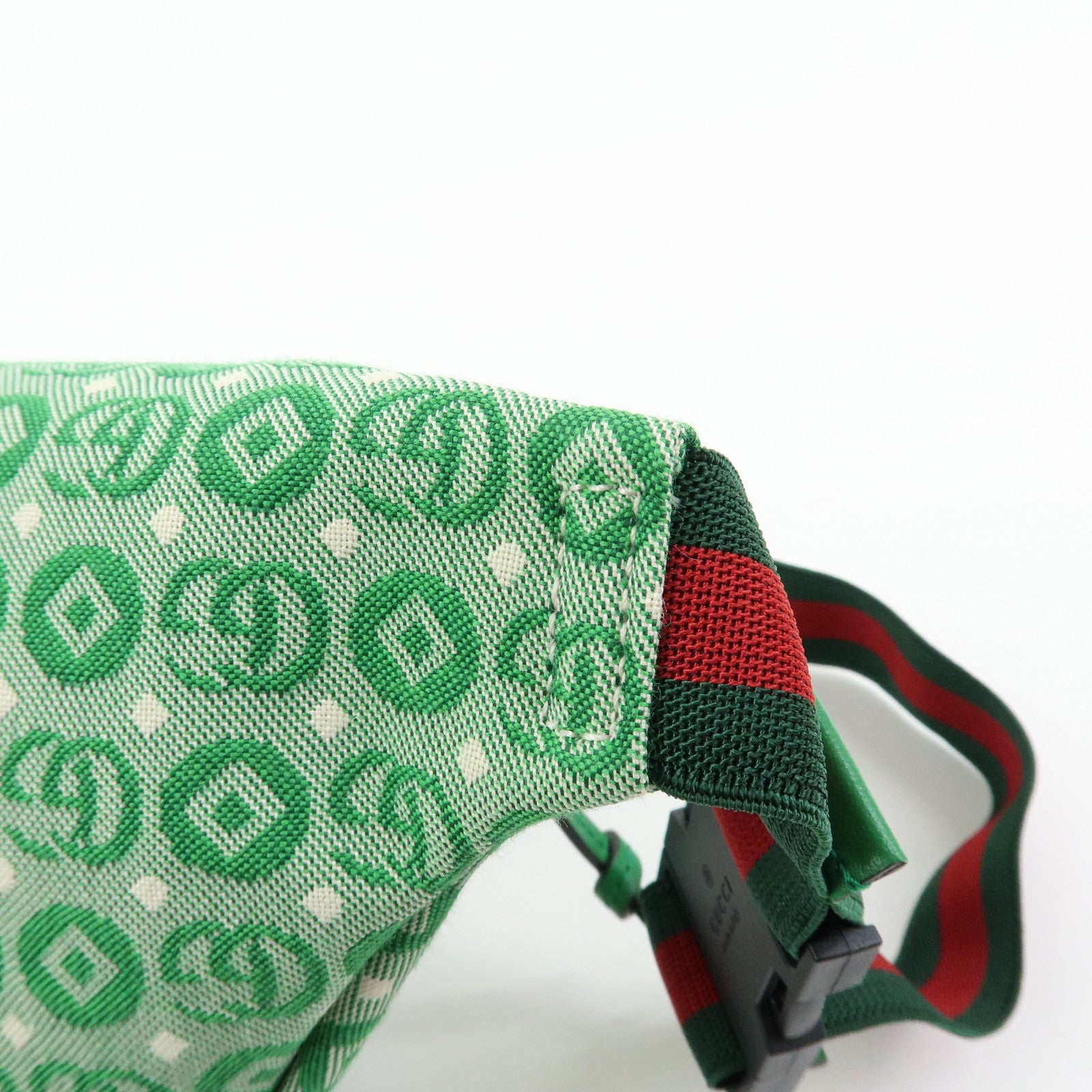 GUCCI Children's Sherry Canvas Leather Body Bag Waist Bag Green 502095