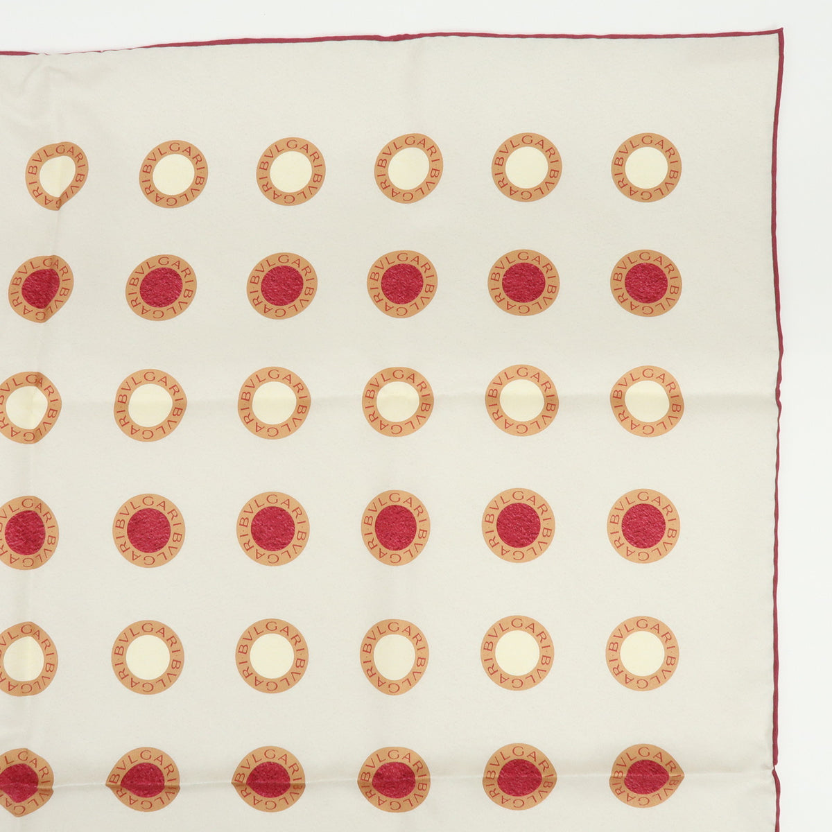 BVLGARI BVLGARI Silk 100% Scarf Shawl Off White Light Brown