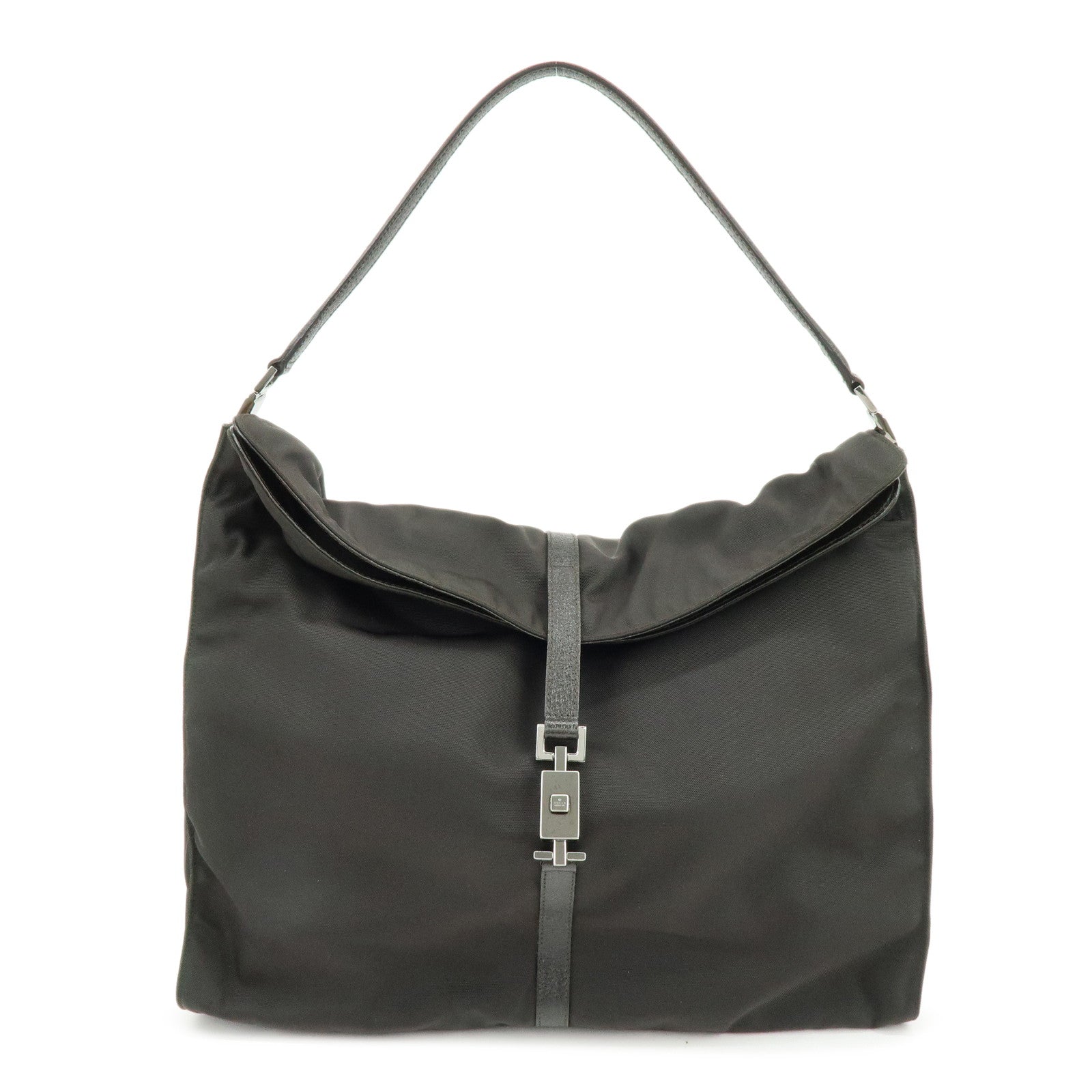 GUCCI Jackie Nylon Leather Shoulder Bag Dark Brown 001 3348