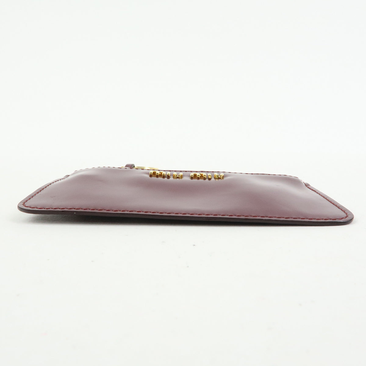 MIU MIU Leather Coin Case Key Ring Pouch Purse Bordeaux Wine Red