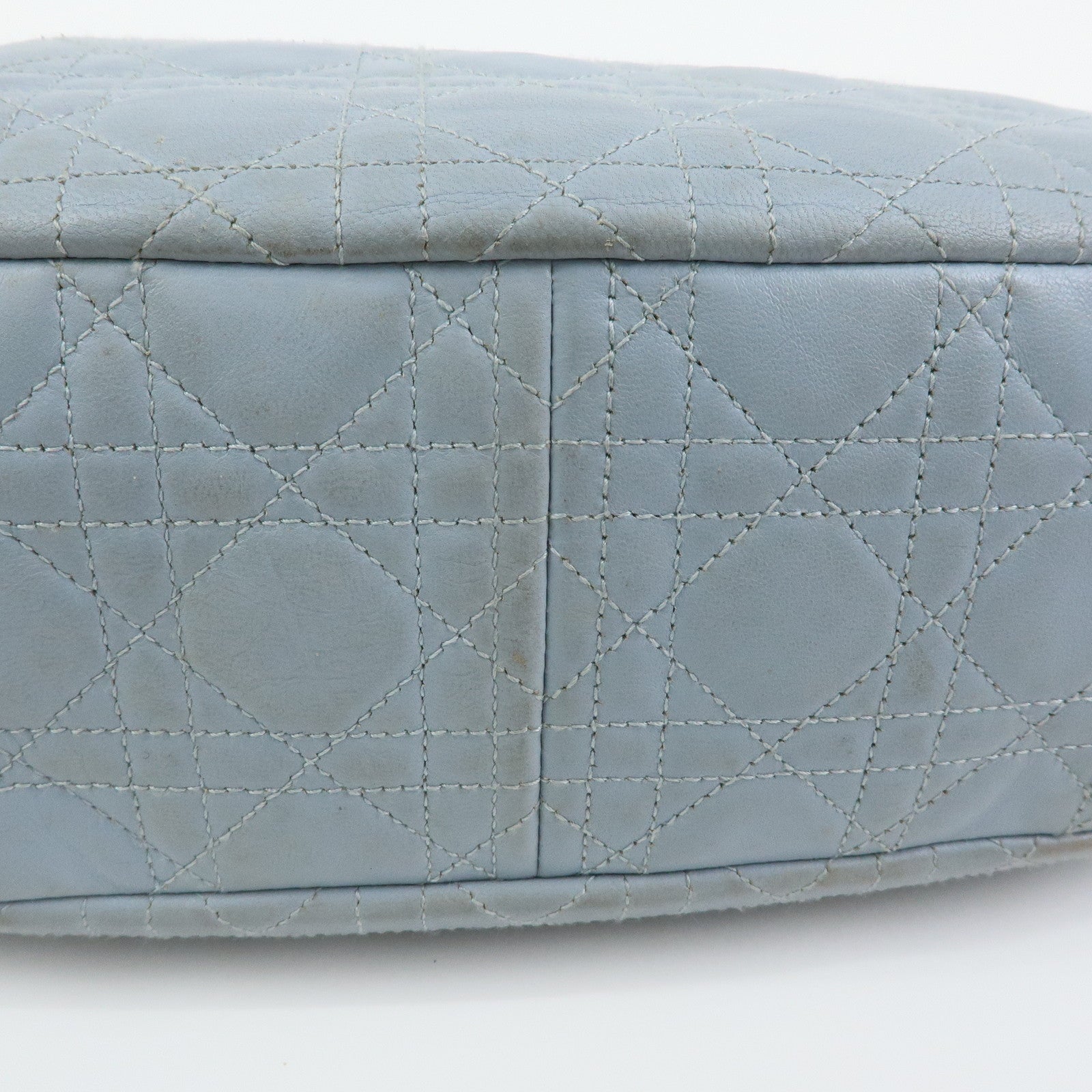 Christian Dior Lady Dior Cannage Lamb Skin Shoulder Bag Hand Bag Blue