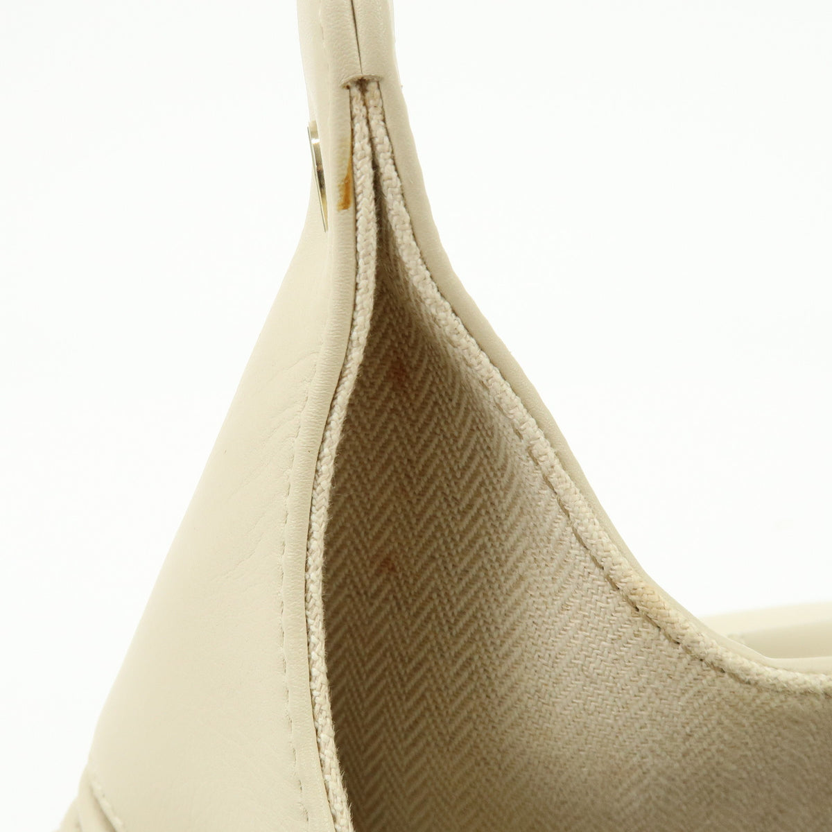BVLGARI Chandra Leather Shoulder Bag Hand Bag Ring Buckle White