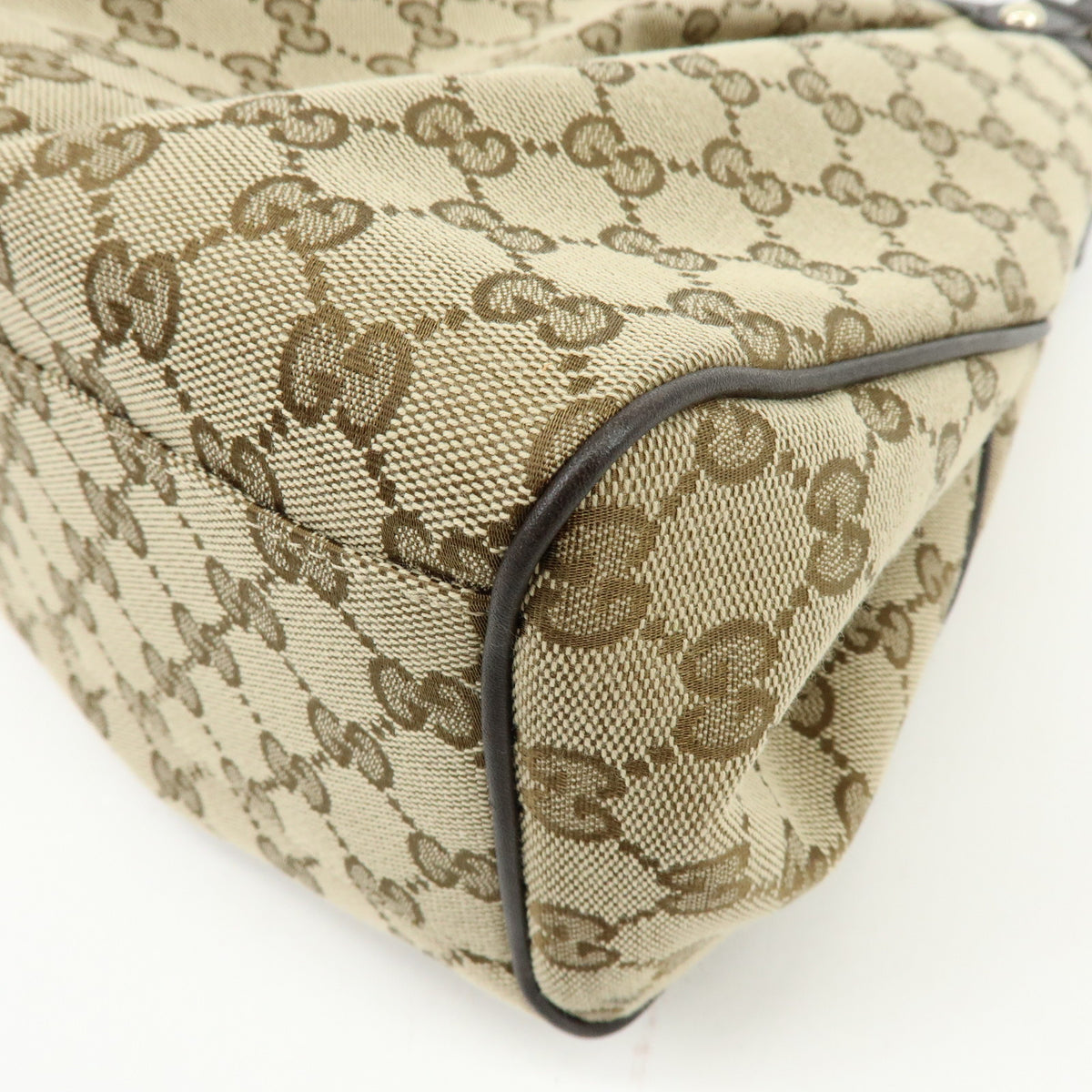 GUCCI GG Canvas Leather Hand Bag Shoulder Bag Toe Bag Brown 388919