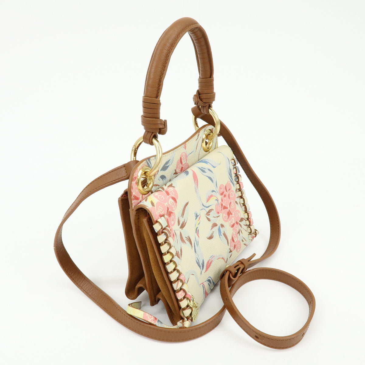 Chloe See By Chloe TILDA Leather Suede 2Way Shoulder Bag Off White