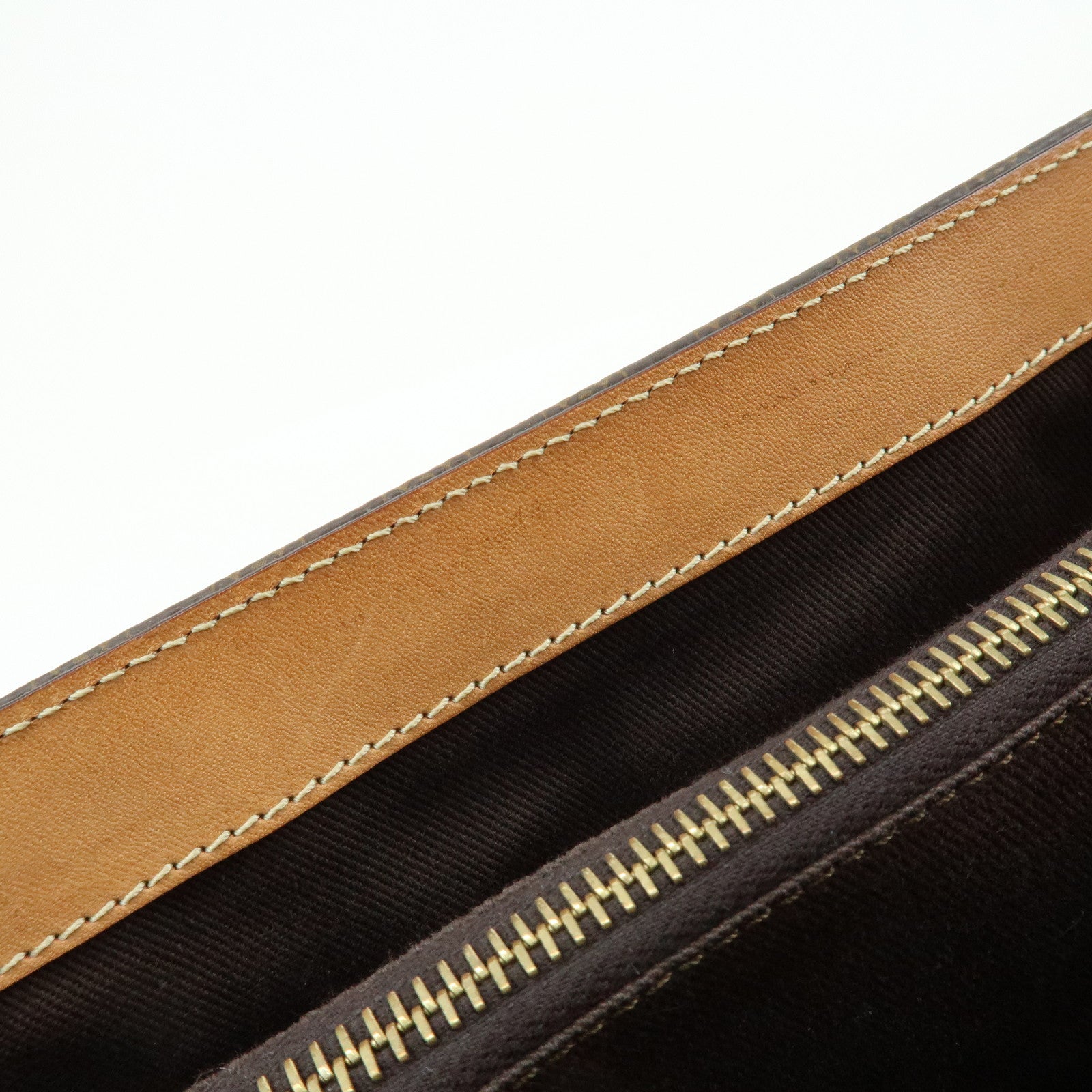 CELINE Macadam Leather Hand Bag Tote Bag Brown