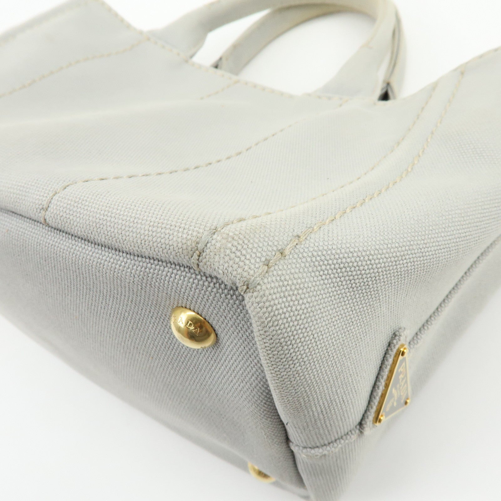 PRADA Canapa Mini Canvas 2Way Bag Hand Bag Shoulder Bag Gray 1BG439